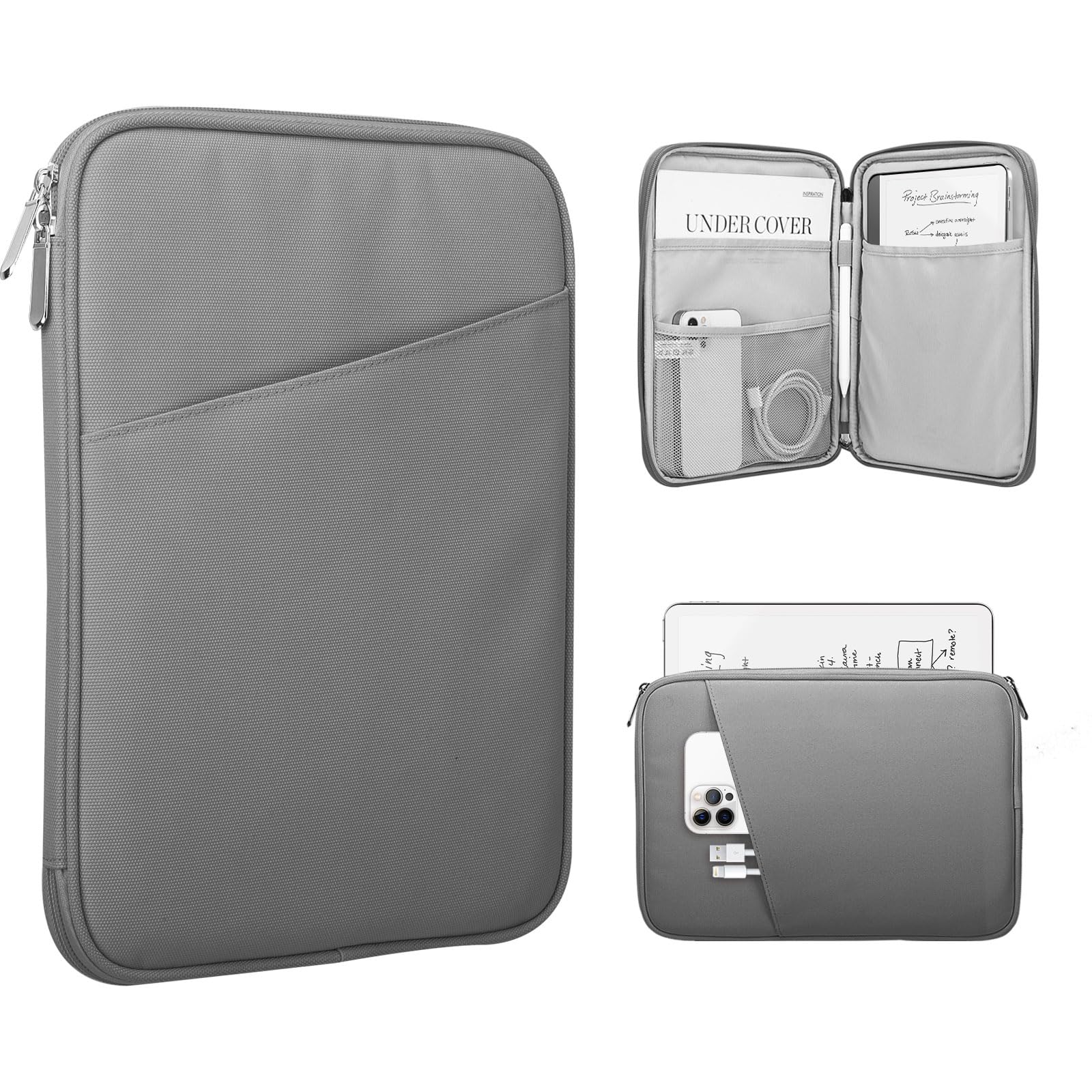 TiMOVO 9-11" Tablet-Schutzhülle für iPad 11" A16 2025, iPad 10,9"/10,2" | Air 11" / 5. & 4. Generation 10,9", Galaxy Tab A9+ / A11 Plus 11", Schutztasche mit Taschen, Dunkel Grau