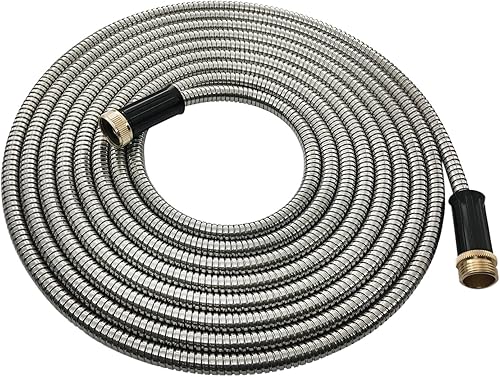 Hose Hero - Manguera de jardín, de acero inoxidable, liviana, sin torceduras, metal (25 pies)