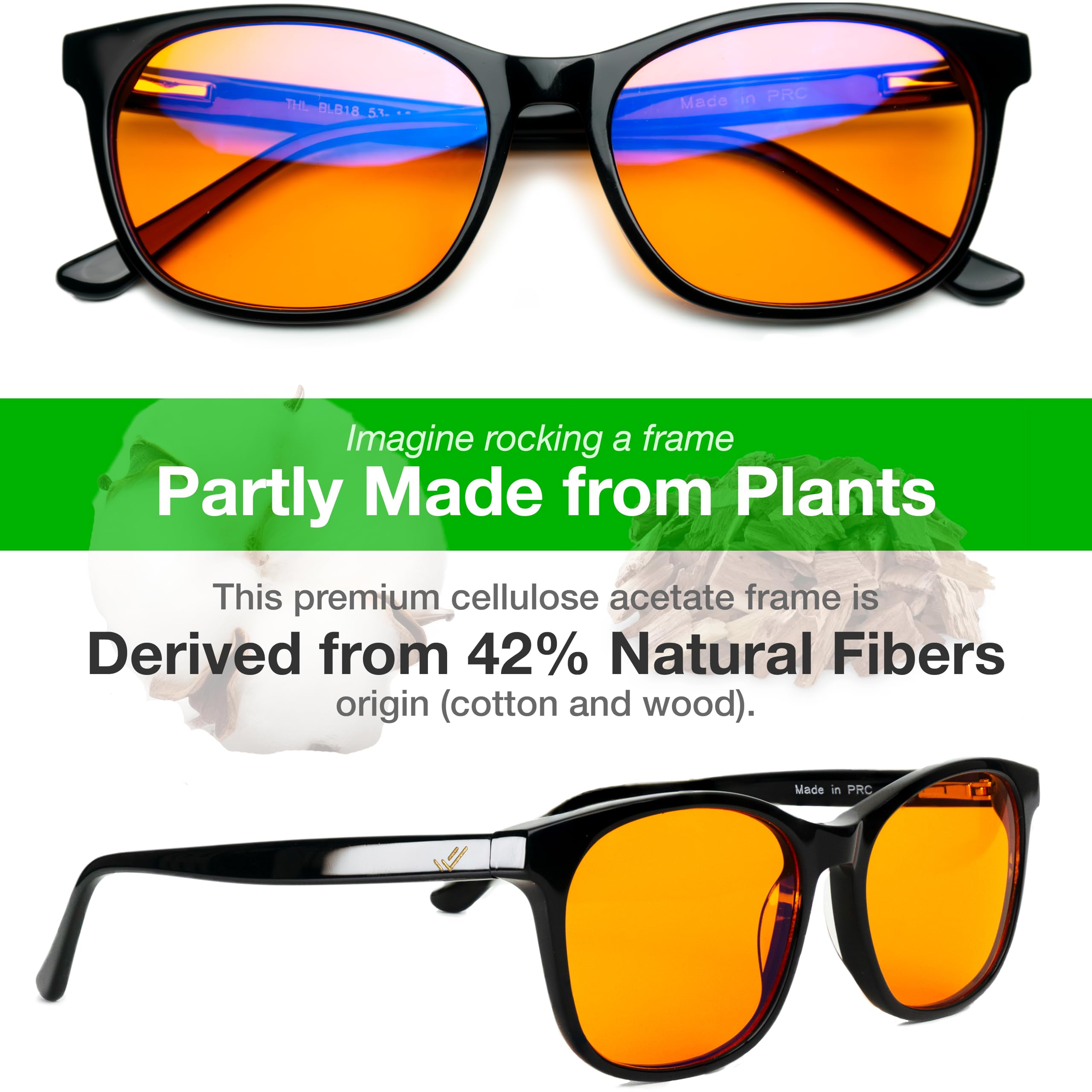 Lunettes de blocage de la lumière bleue ambrée pour le sommeil – Lunettes pour ordinateur – Lunettes de lumière orange bleue – Lunettes d'ambre pour bloquer la lumière bleue – Lunettes de sommeil