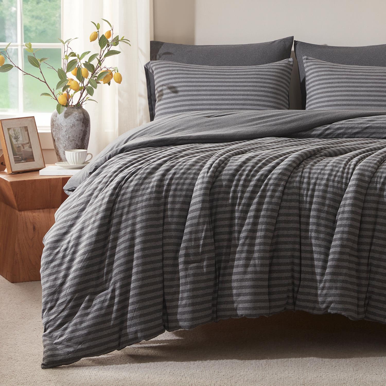 Full Comforter Set, Ultra-Soft Jersey Knit 3 Piece Bedding Sets
