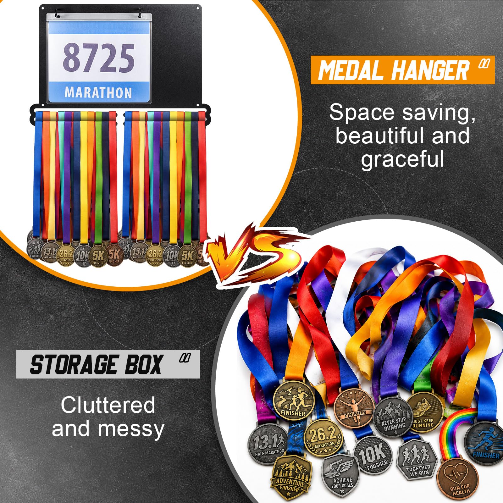 Moxweyeni 2 soportes para medallas y baberos, soporte para colgar en la pared, ideal como regalo para corredores