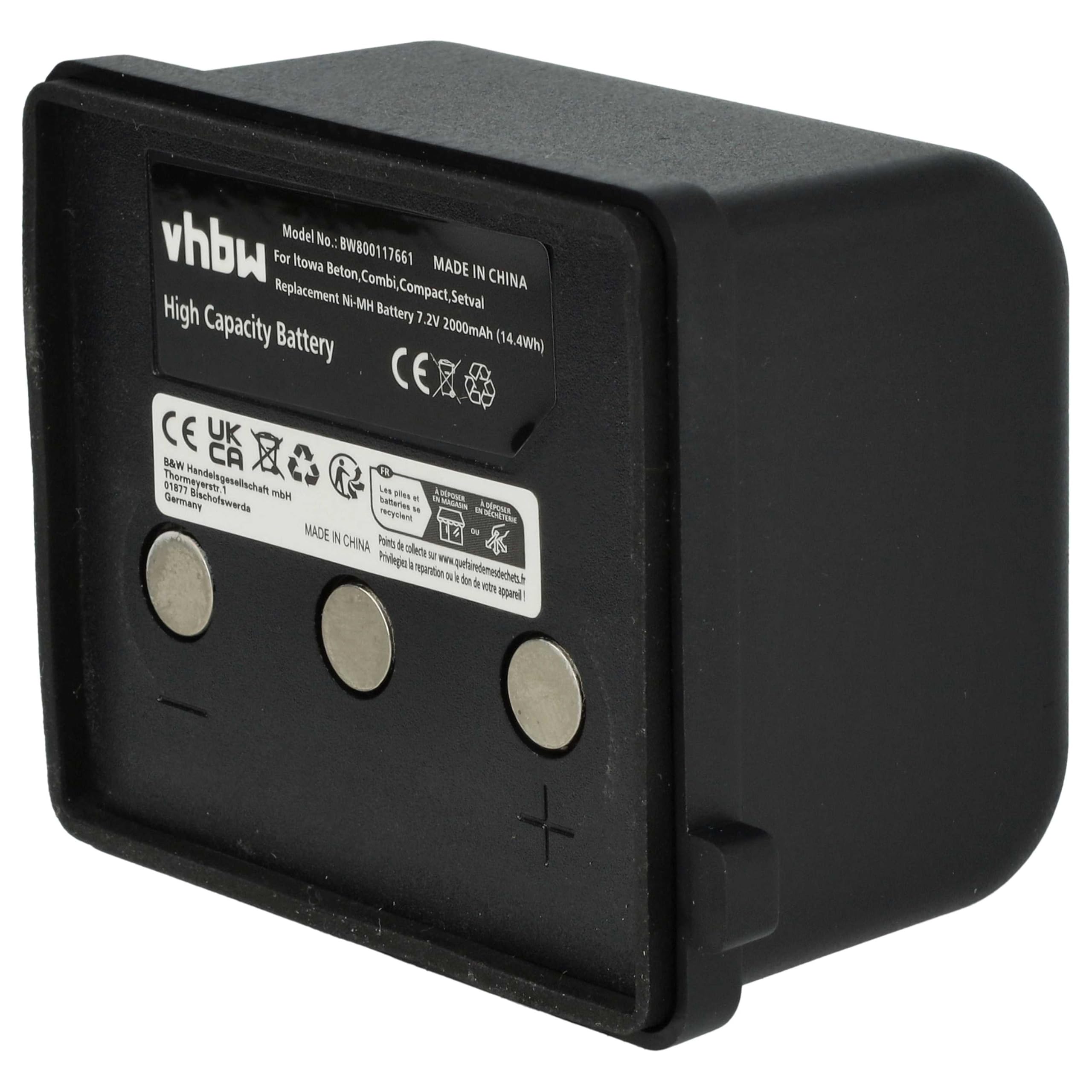 vhbw NiMH Batterie 2000mAh (7.2V) pour télécommande Remote Control comme Itowa BT7223MH
