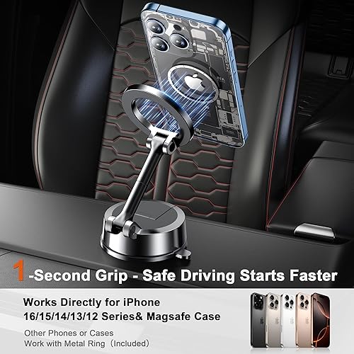 Miniatura 7 de Soporte magnético para teléfono MagSafe para automóvil, soporte para teléfono de automóvil, giratorio de 360, para salpicadero, parabrisas y