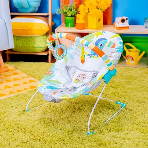 Miniatura 4 de Bright Starts Asiento infantil con vibraciones relajantes con barra para juguetes extraíble, patas antideslizantes, 0-6 meses, hasta 20 libras