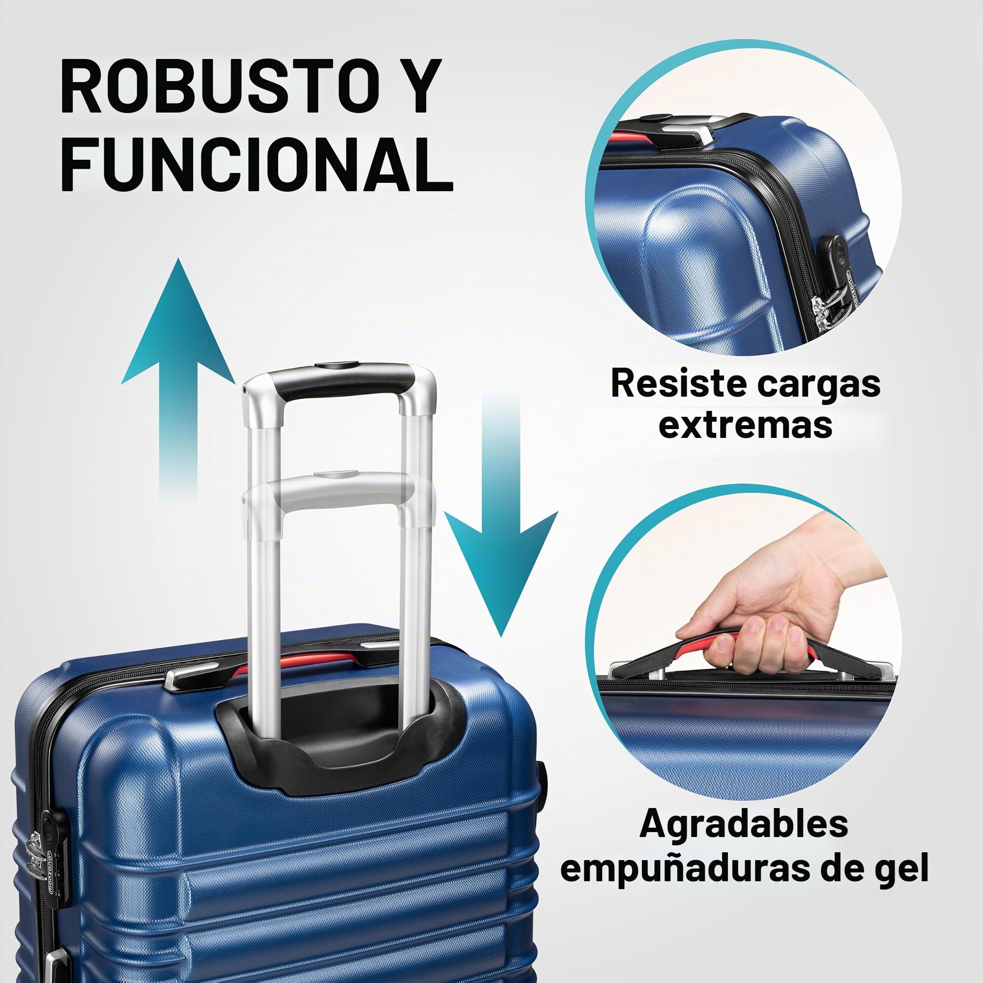 MONZANA® Juego de 4 Maletas Rígidas Equipaje Set Trolley Viaje Incl. Accesorios Maleta S-M-L-XL Azul