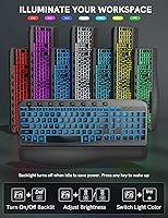 Vista 3 de SABLUTE Ergonomic Wireless Keyboard and Mouse Combo - Wave Keyboard with Soft Leather Wrist Rest, Resistant Keys, RGB Backlit Rechargeable Set for