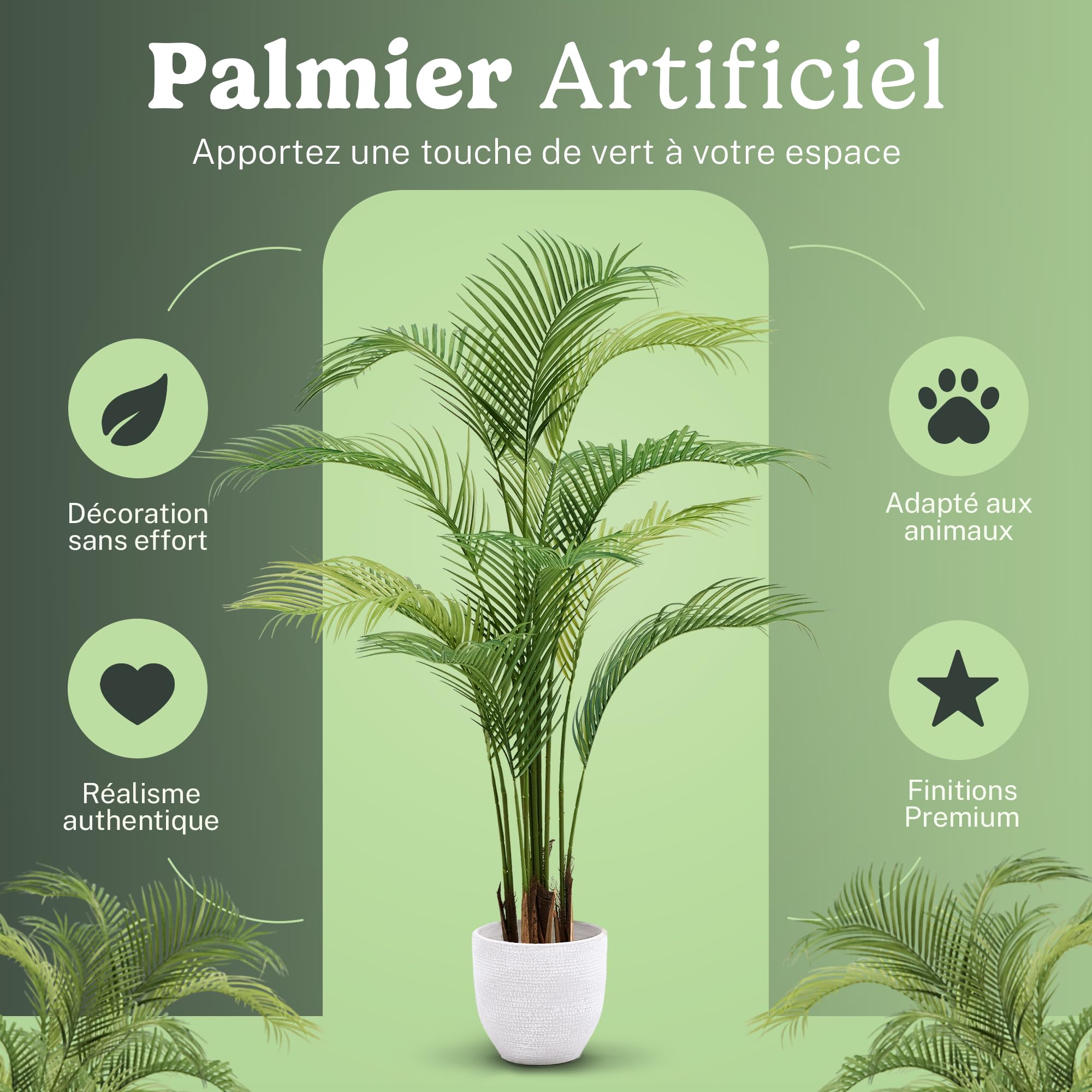 Maia Shop Palmier Areca Artificiel 180 cm - Faux Arbre d'Intérieur