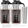 2 Pack 1.9 L Cold Brew Coffee Maker Jar - Thick Glass Cold Brew Maker with Handle, Stainless Steel Filter & Leak-Proof Lid, Cold Brew Pitcher for Iced Coffee, Tea and Milk
