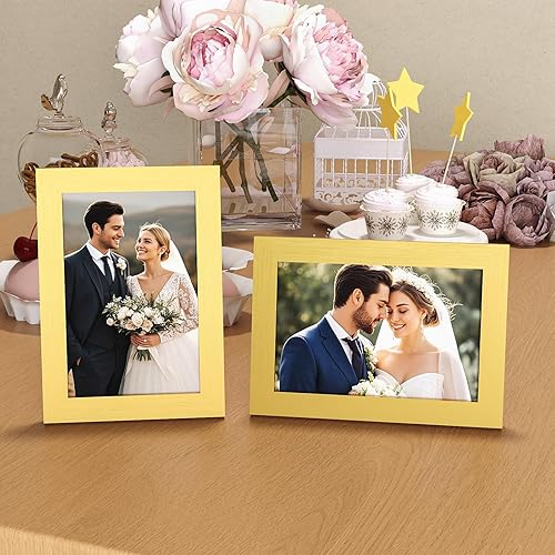 Miniatura 4 de KINLINK Juego de 4 portarretratos dorados de 4 x 6, marcos de fotos de madera con plexiglás para 4 x 6 sin paspartú para mesa y pared