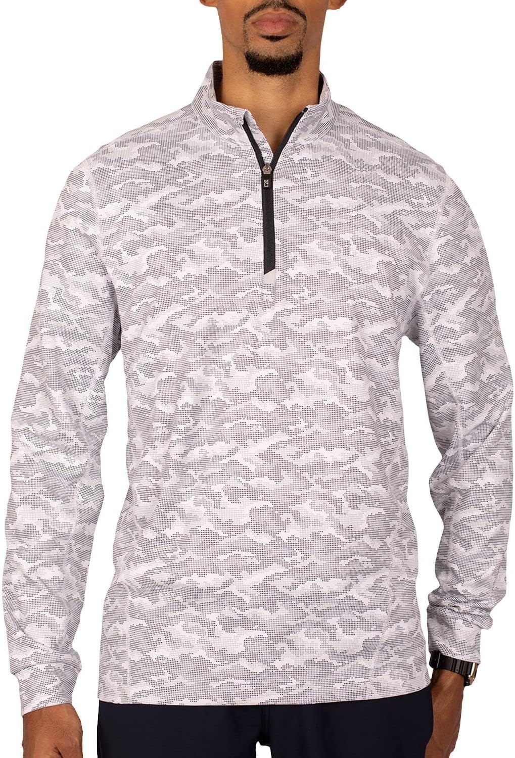 Cutter & Buck Mens Traverse Camo Print Stretch Quarter Zip Mens Big and Tall Pullover - Image 4