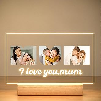 Personalised Photo Frame, Personalised Picture Frame with Night Light, Custom Picture Frames, Personalised Christmas Birthday Gifts for Mum, Baby, Kid