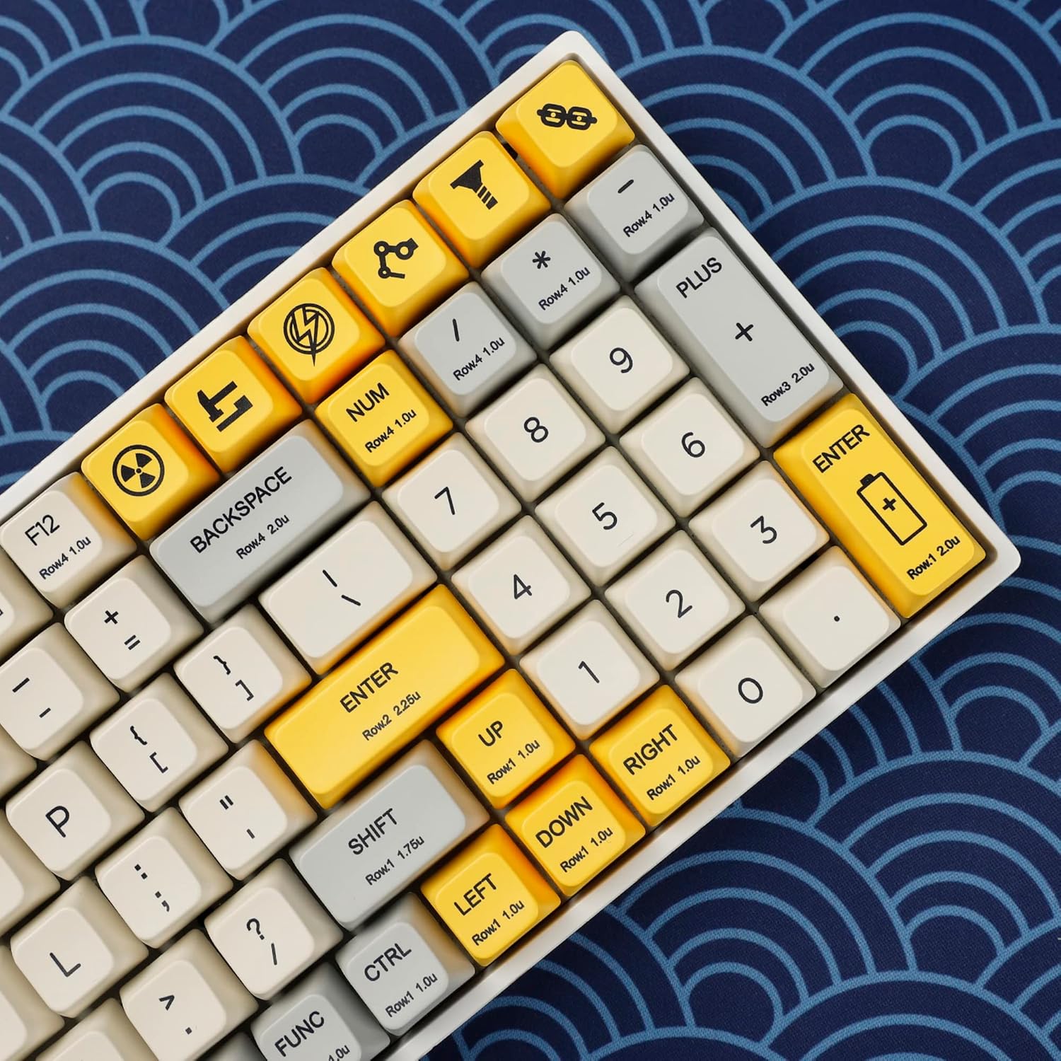 YMDK 145 Industry Yellow MDA Profile Dye Sub Keycaps Ergonomic Thick PBT Keycap Set for TKL GK61 64 68 75 87 96 104 GMMK MX Keyboard