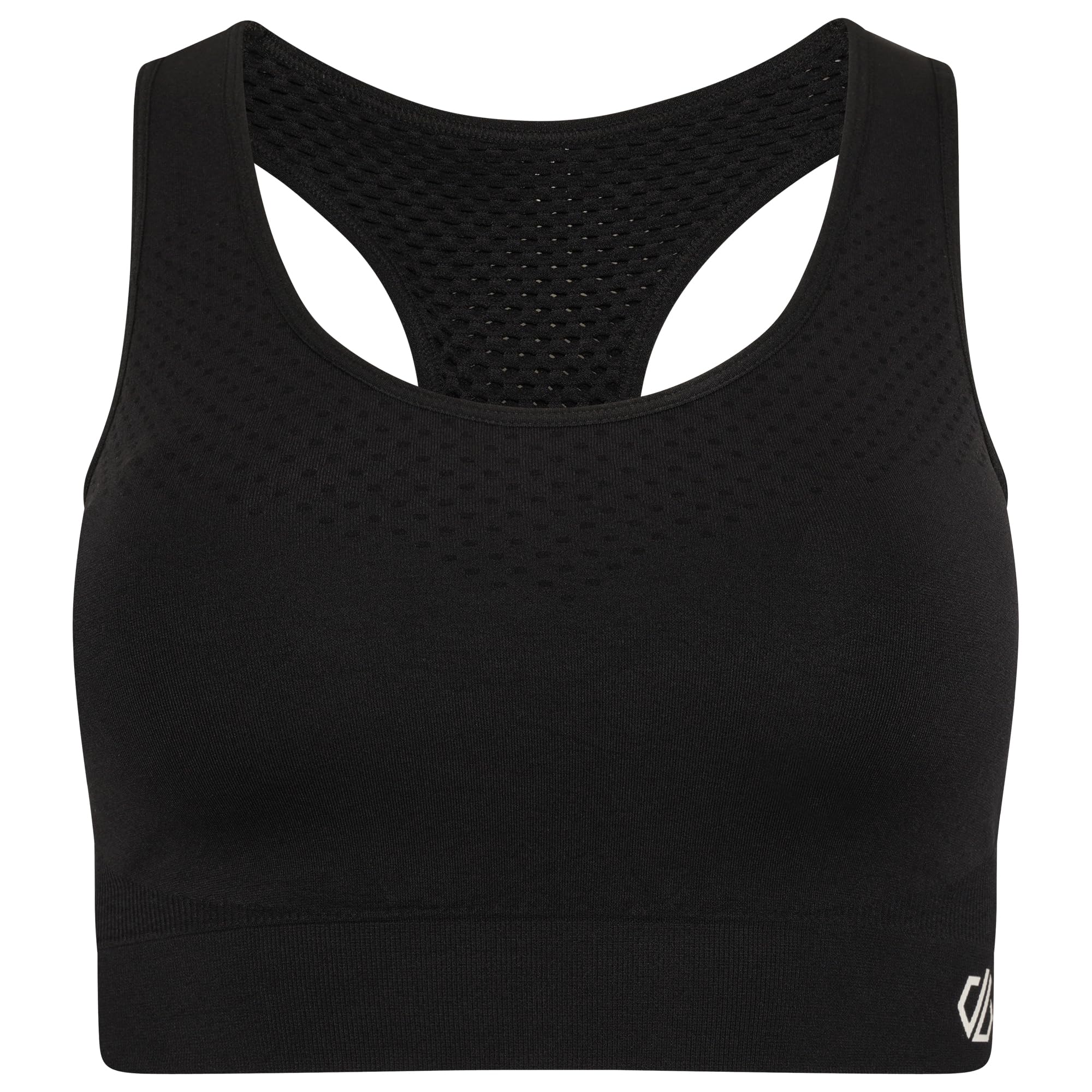 Dare 2b Womens Dont Sweat It Medium Impact Sports Bra, Seamless Q-WIC Antibacterial Fabric - Perfect for Activewear, Working Out & Yoga Black/Black