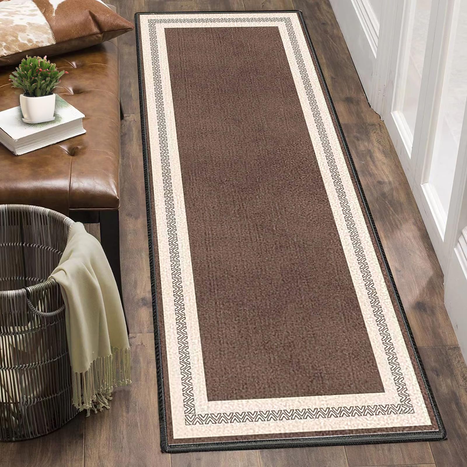 Dywan do korytarza 70 x 150 cm antypoślizgowy dywanik kuchenny zmywalny długi dywan do sypialni krótkie włosie wąski długi dywan wejście do salonu mata chłonna