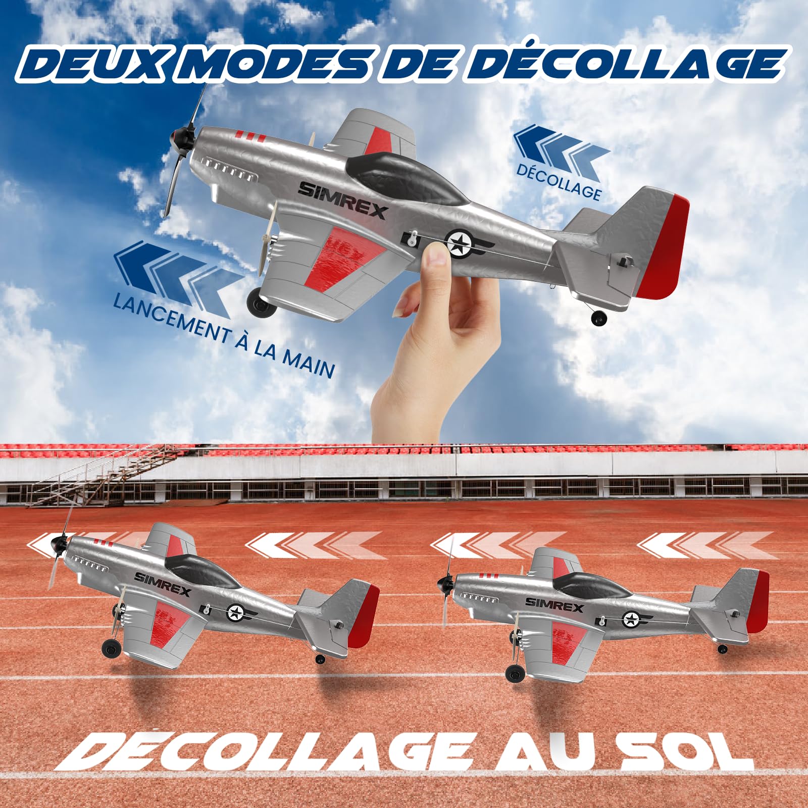 Avion Télécommandé RC 4CH Avec Gyroscope 6 Axes – Pour Débutants, Avec LED, 2 Batteries, Portée 200 M
