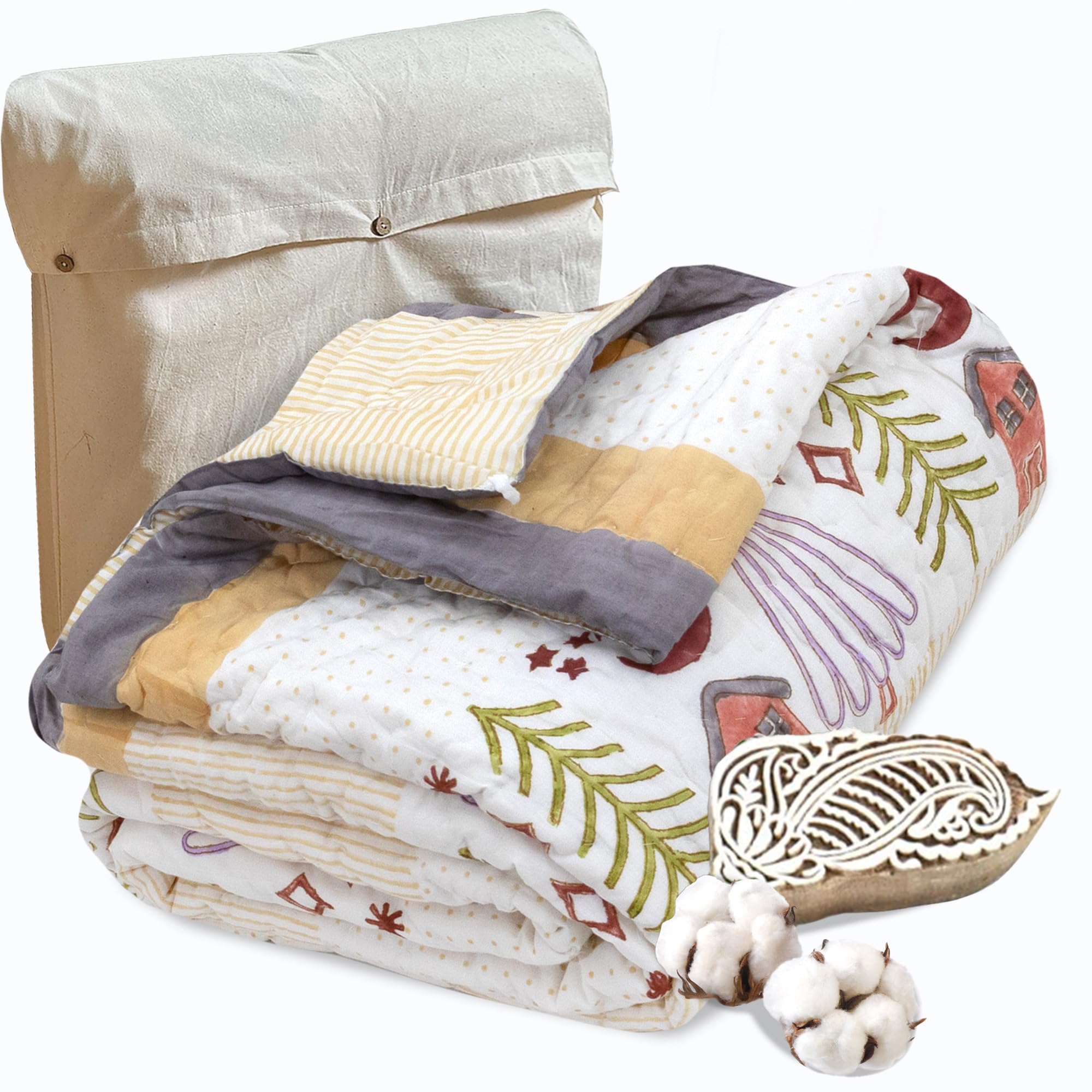 Jaipuri Quilt - Handcrafted Indian Comfort -12