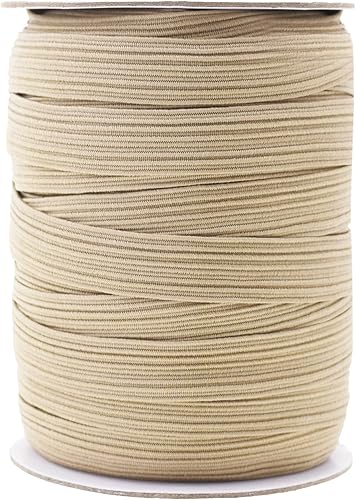 Vista 154 de Mandala Crafts - Rollo de cordón elástico plano para costura y manualidades Beige