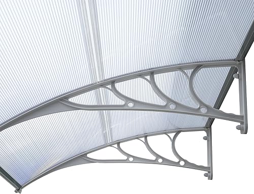 Miniatura 8 de MCombo Toldo para ventana de 38 x 116 pulgadas, para exteriores, toldo de policarbonato para puerta, para patio, 6055-4012 (soporte blanco puro +