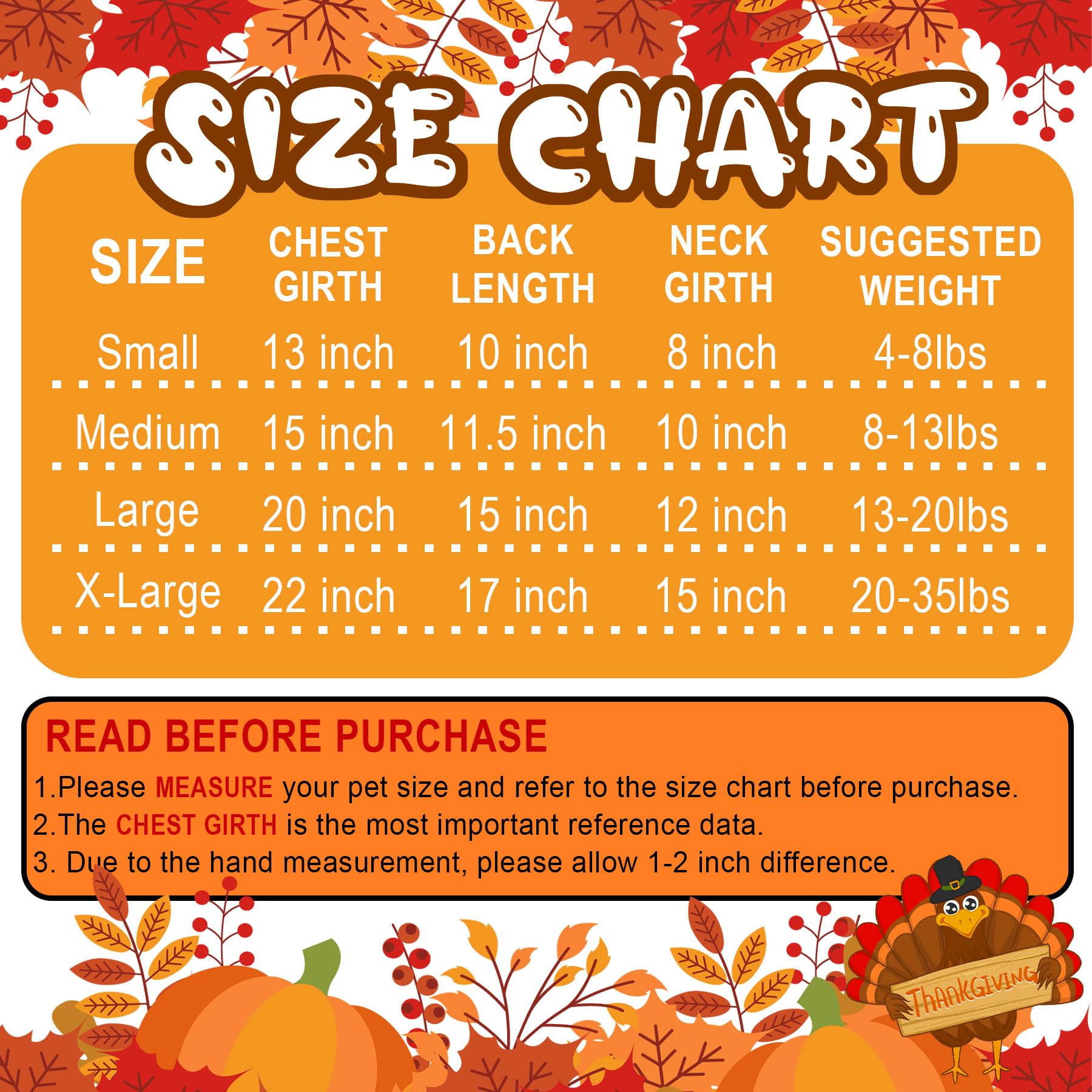 Thanksgiving Hundesweatshirt 2er Set - Für Kleine & Mittelgroße Hunde & Katzen | Orange, Mit Kapuze, Größe M