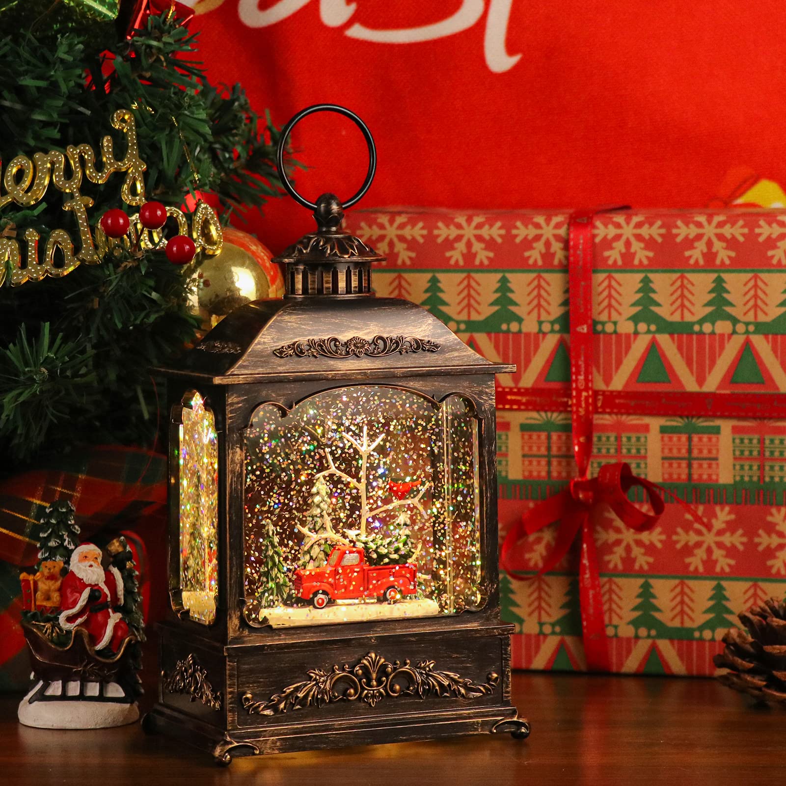 Weihnachts Wasserlaterne Mit Musik & Schneeflocken - USB/Batterie Betrieben Für Festliche Stimmung