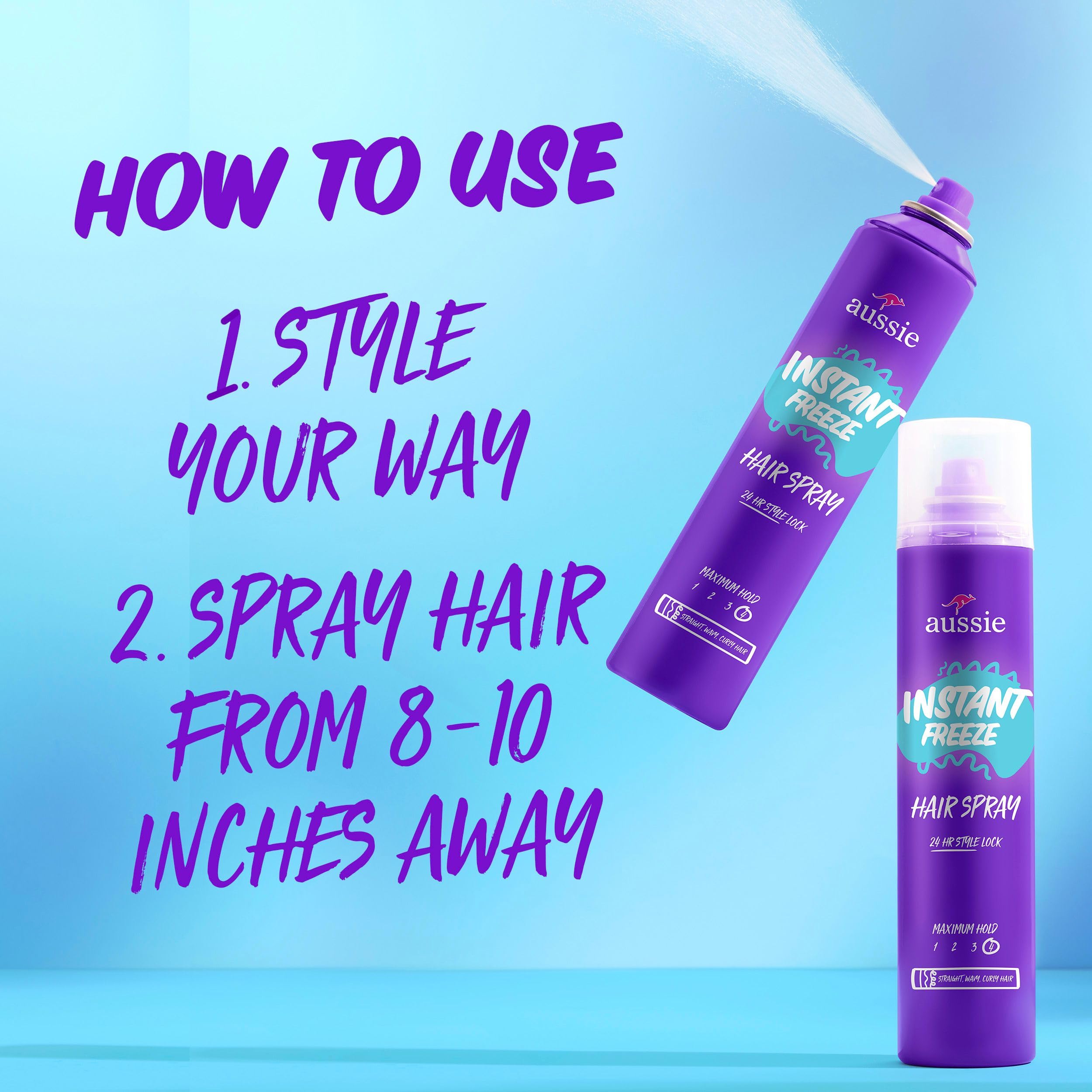 Aussie Instant Freeze Hair Spray for Curly, Straight and Wavy Hair, 283 g - 4