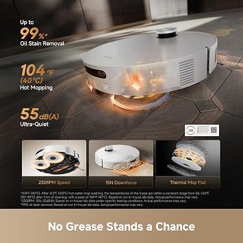 DREAME X60 Max Ultra Complete Robot Vacuum and Mop, Ultra-Thin Design, 35,000Pa Suction, Self Emptying&Refilling, Mop Self-Cleaning, 280+ Obstacle Avoidance, White