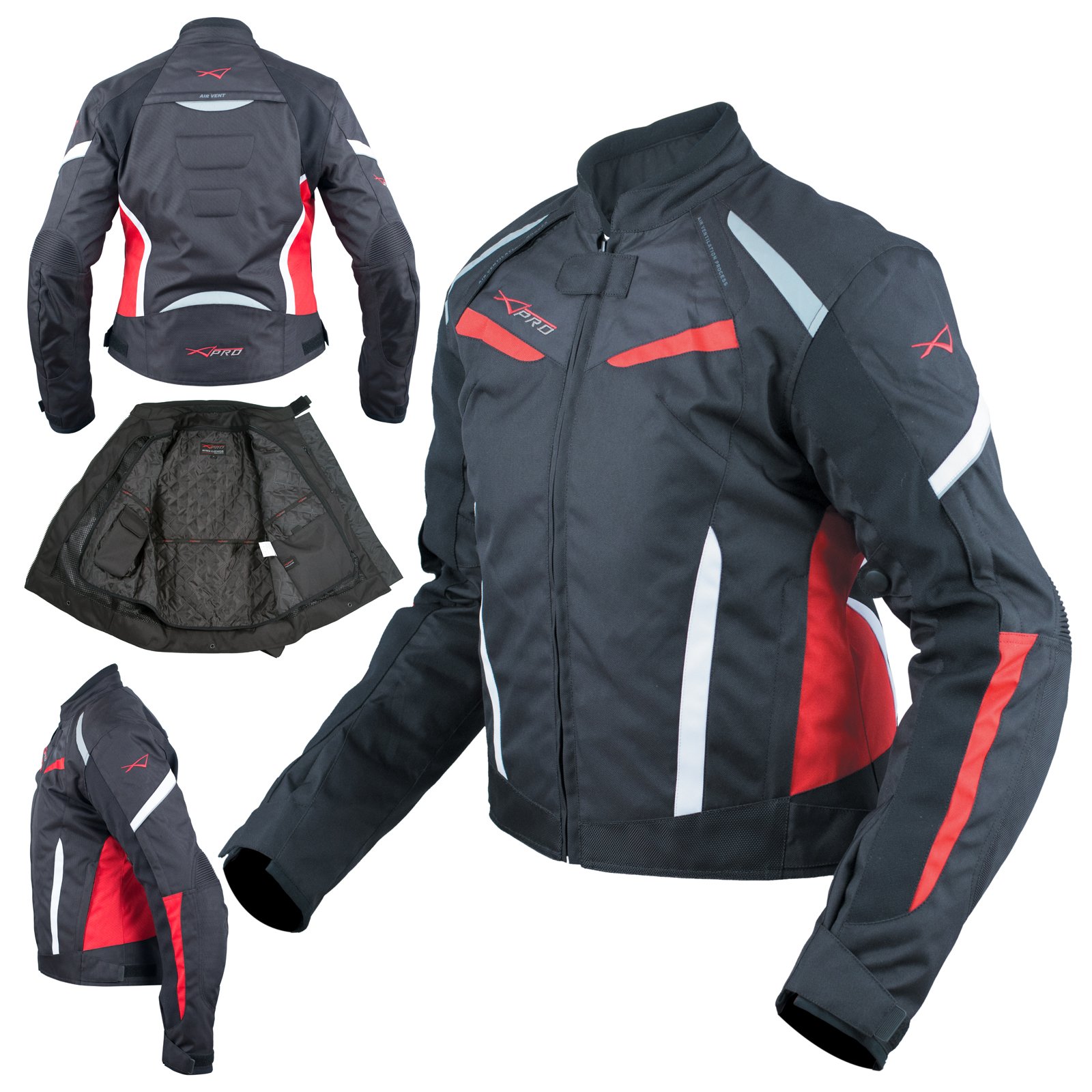 A-pro Mujer Chaqueta Moto Deporte Transpirable Viaggio Impermeable Rojo S
