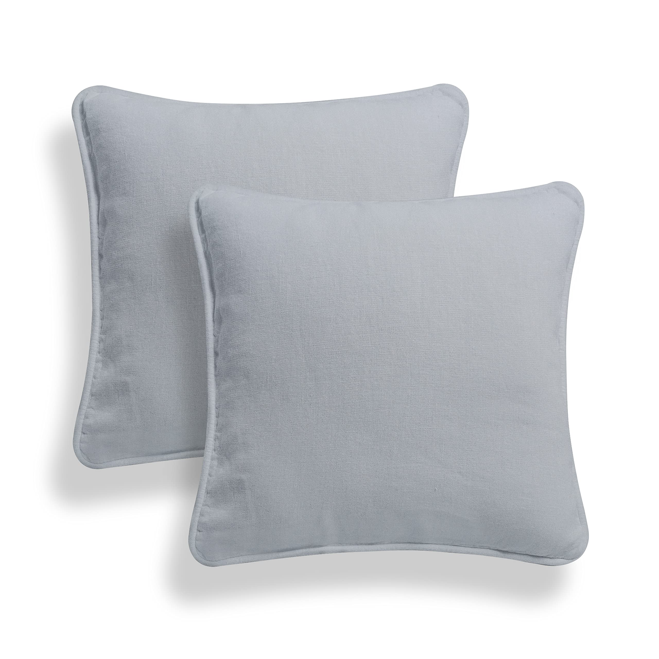 ARLINENS Set of 2 Plain Cotton Cushion Cover Soft Decorative Square Cushion Covers throw Pillow cases, Home Decor Decoration For Sofa couch Bed & Chair With Invisible Zipper in (16x16, Silver)