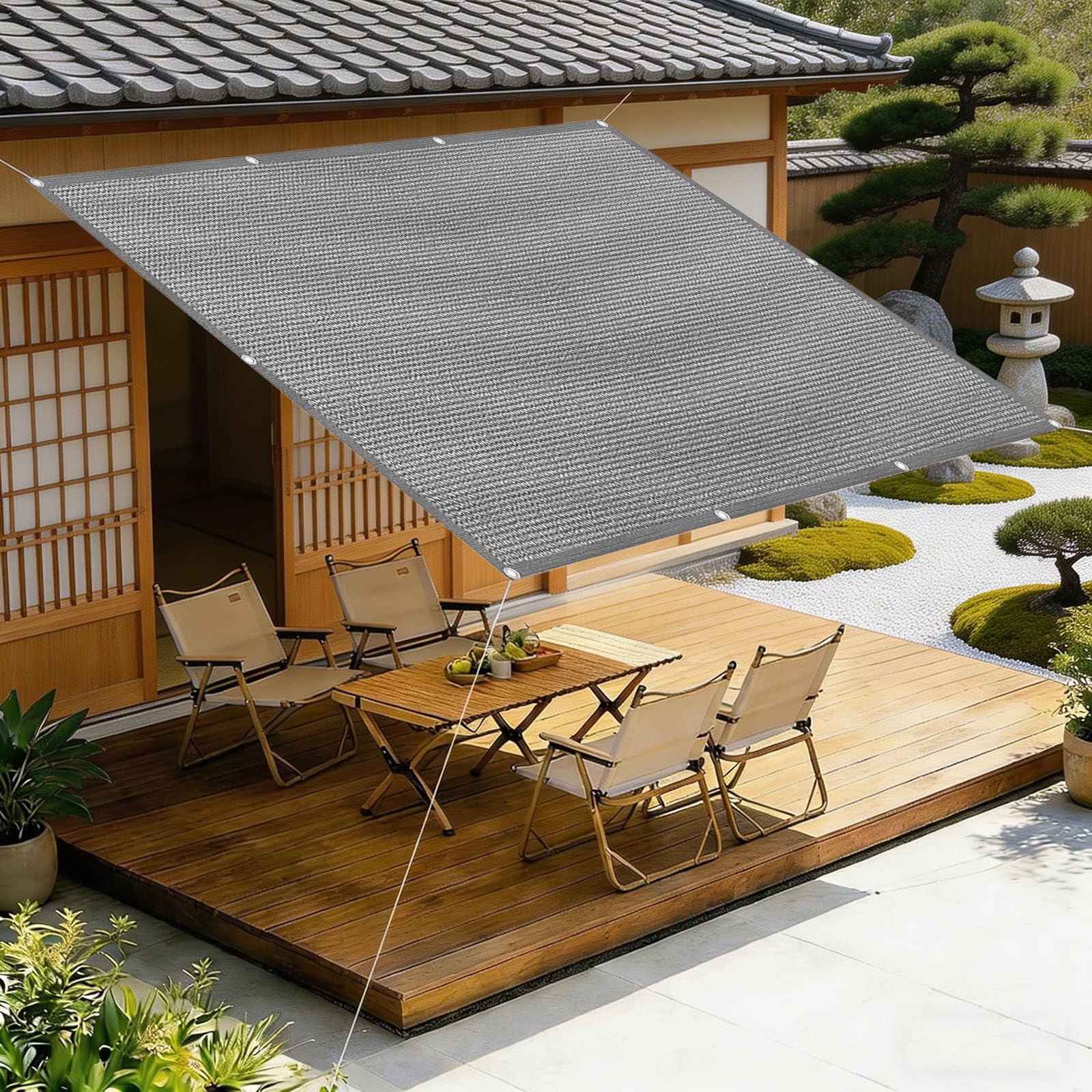 Voile d'ombrage rectangulaire gris 70x370 cm anti-UV perméable pour jardin