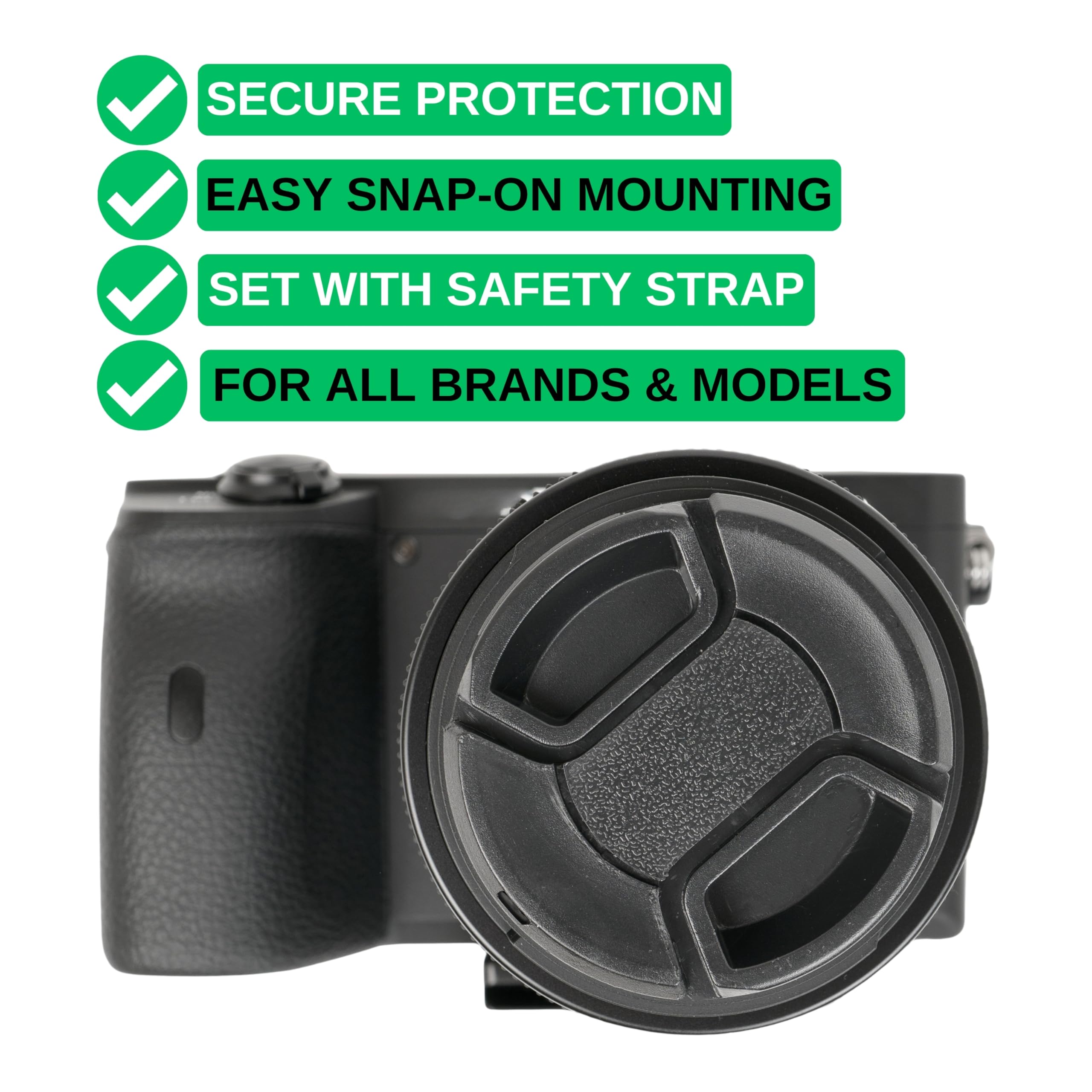 Copriobiettivo fotocamera diametro Ø 67 mm, Cappuccio universale a scatto per fotocamera, Compatibile Nikon, Canon, Sony, Sigma, Tamron, Olympus, Fujifilm, Tappo macchina fotografica Canon reflex