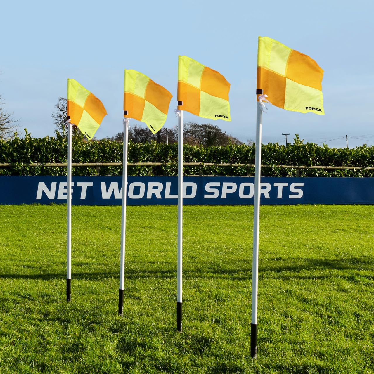 FORZA Bandiere D'angolo Per Il Calcio Caricate A Molla | Attrezzatura Per La Partita Durevole, Sicura E Altamente Visibile - Borsa Da Trasporto Opzionale | Campo Da Calcio (Senza Borsa, Pacco Da 4)
