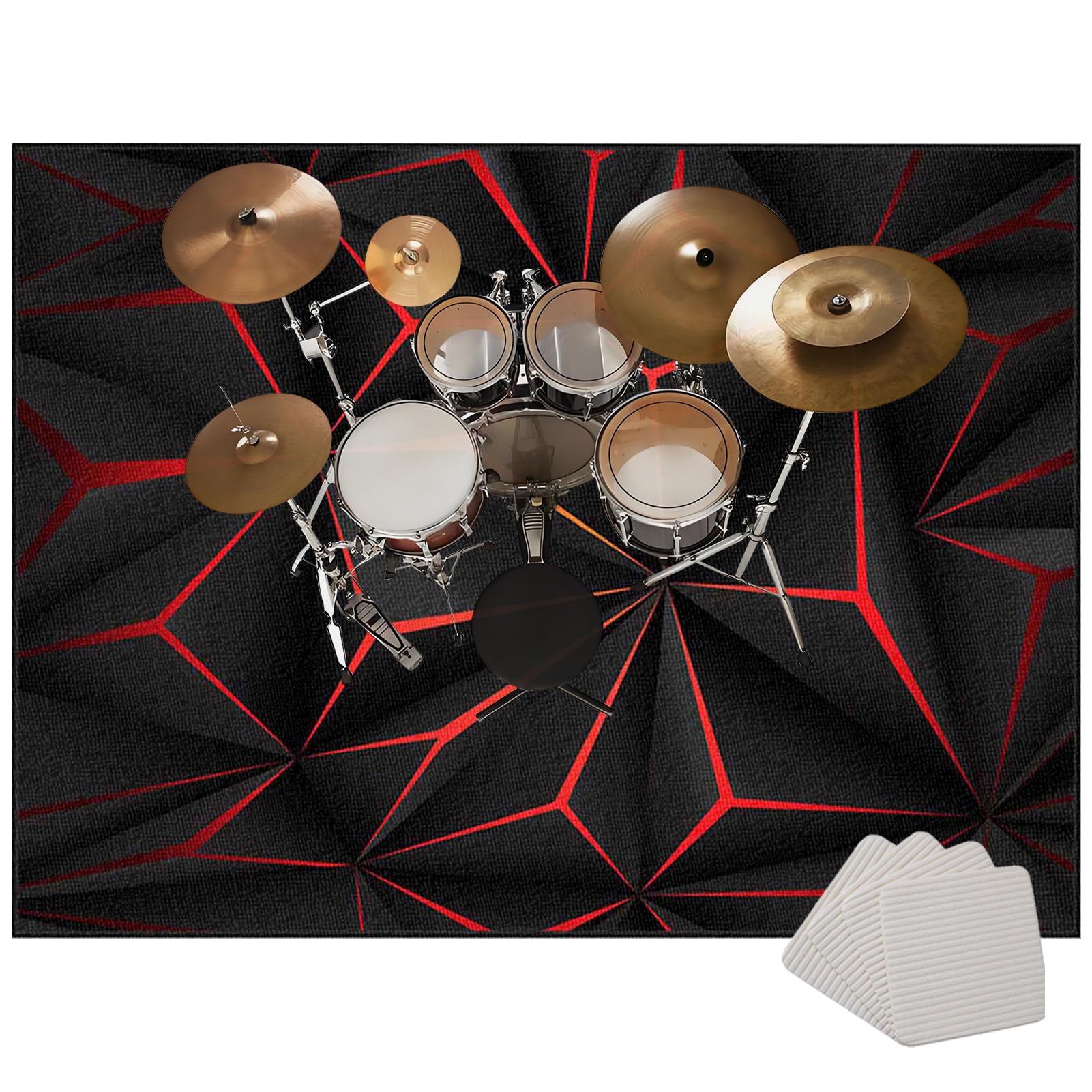 Drum Rug Mat Soundproof Drum Carpet Drum Mat Non-Slip Drum Carpets Professional Rectangle Drum Rugs For Percussion Electronic Drums Bass Drum Snare Drums Kit Etc Musical Instruments Mat 120 x 100 cm