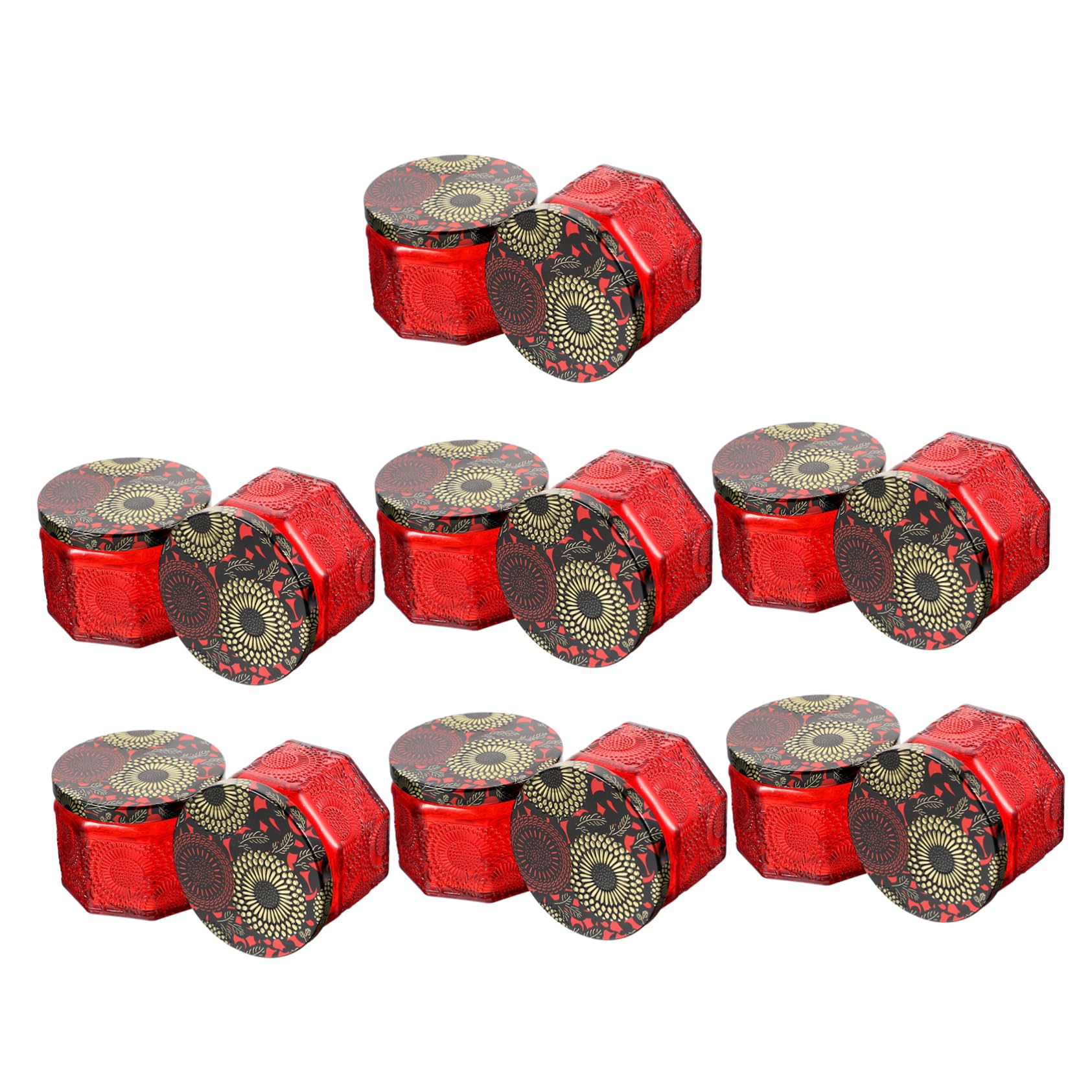 ULDIGI 14pcs Embossed Glass Candle Jars with Lids for Crafts Container for Home Decor and Parties Unique Storage