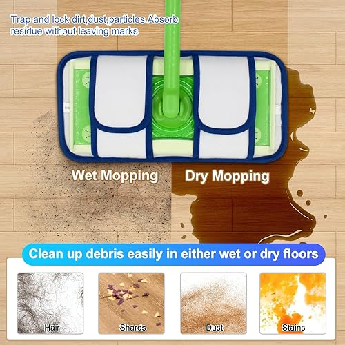 Miniatura 4 de Paquete de 4 almohadillas reutilizables para trapeador Swiffer Sweeper Mops Swiffer fregona almohadillas de repuesto para chorro húmedo y barredora,