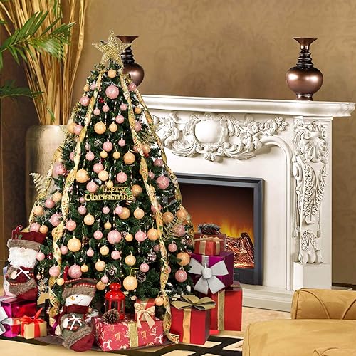 Vista 89 de AMS - Adornos chapados, bolas de Navidad, para decoración de fiestas de vacaciones, colección de árbol para boda, Acción de Gracias, fiesta