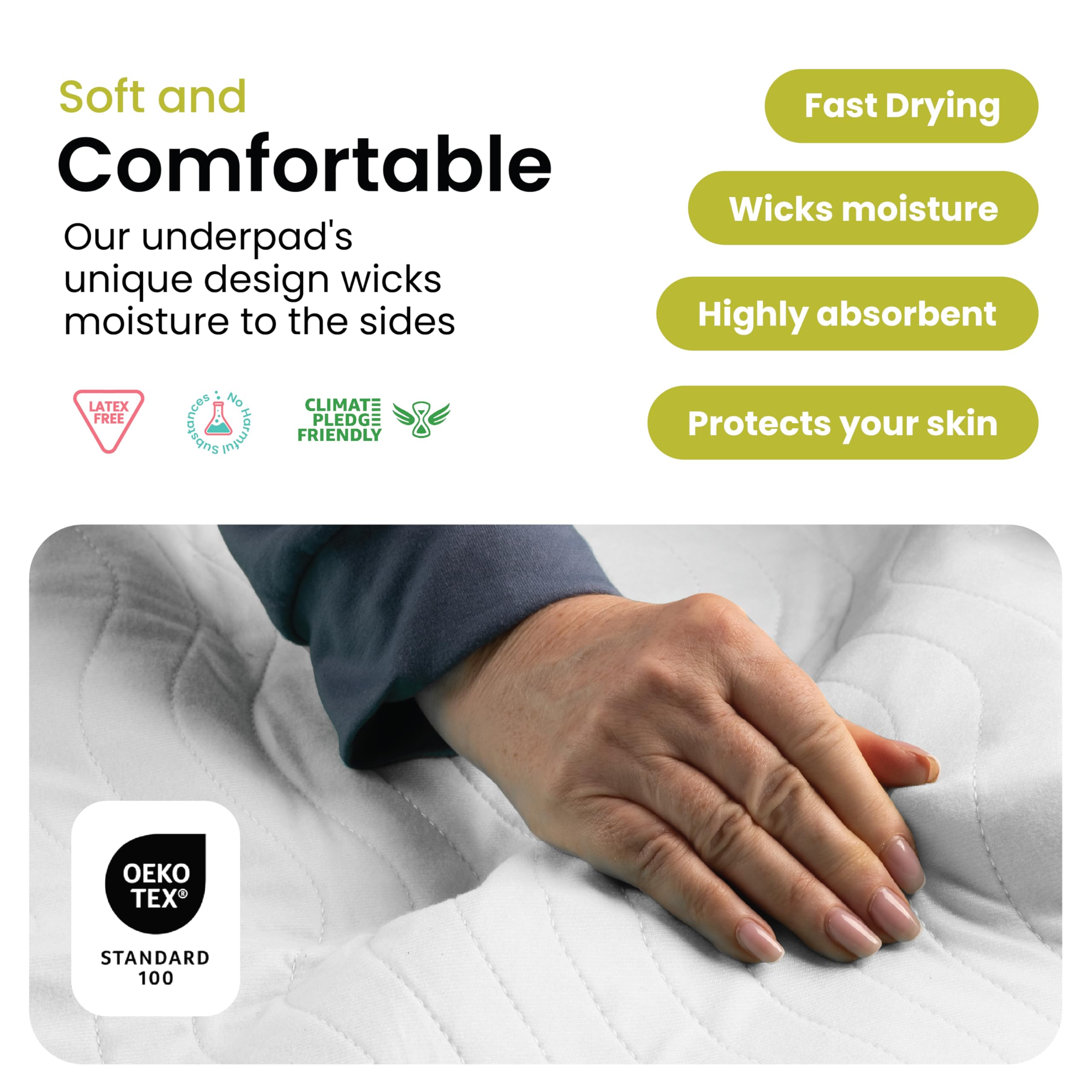 IMPROVIA® Almohadillas lavables de gran absorción reutilizables para incontinencia para niños, adultos, ancianos y mascotas, protección impermeable para suelos (paquete de 4, 34 x 36 pulgadas), blanco
