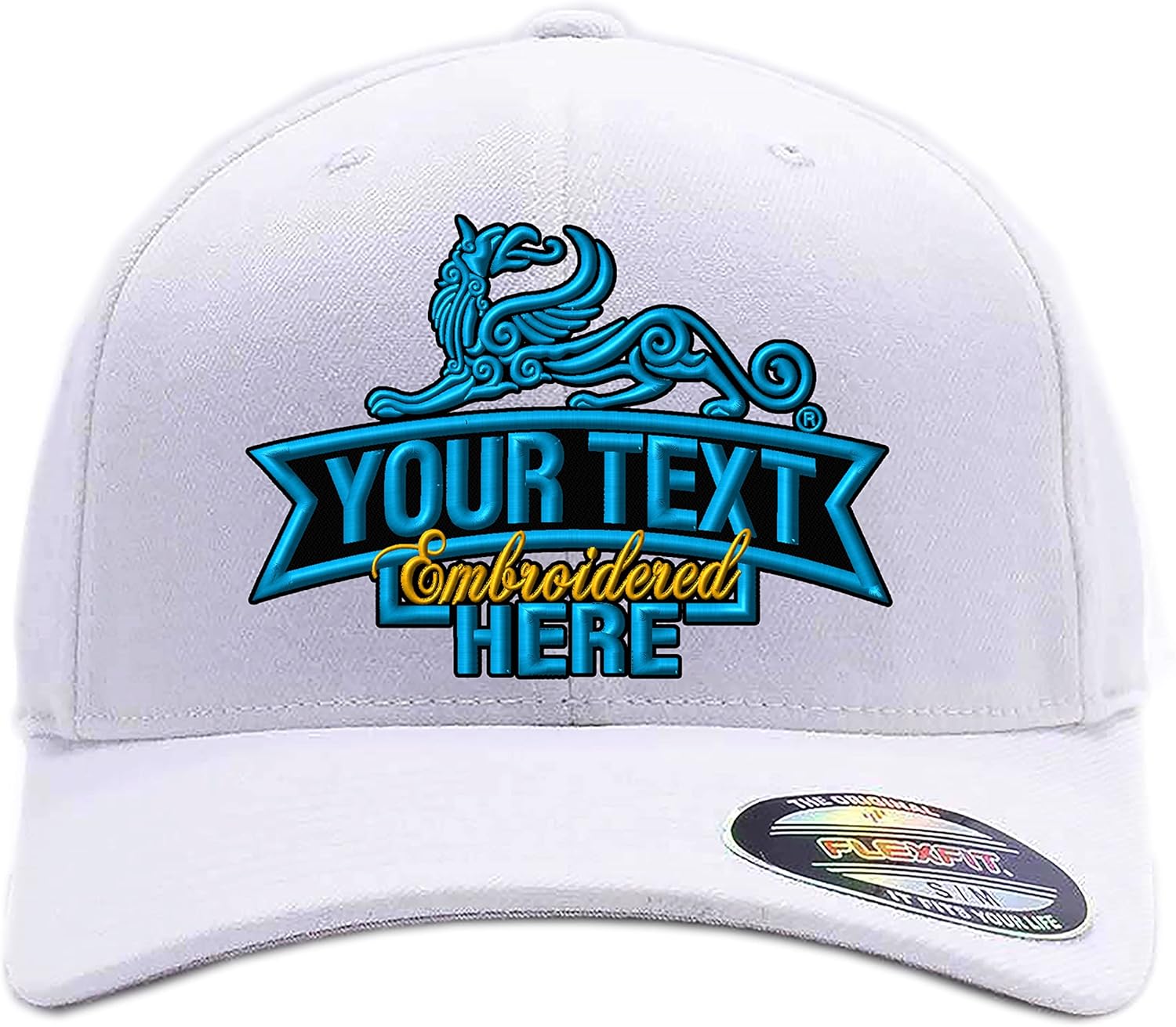Custom Embroidered Flex Fitted hat. Flex Fitted 6277/6477 Baseball Cap. Place Your Own Custom Text