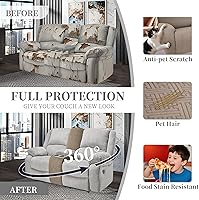 Vista 408 de Fundas 100% impermeables para sofá reclinable seccional, fundas para sofá reclinable en forma de L, funda para sofá seccional de esquina