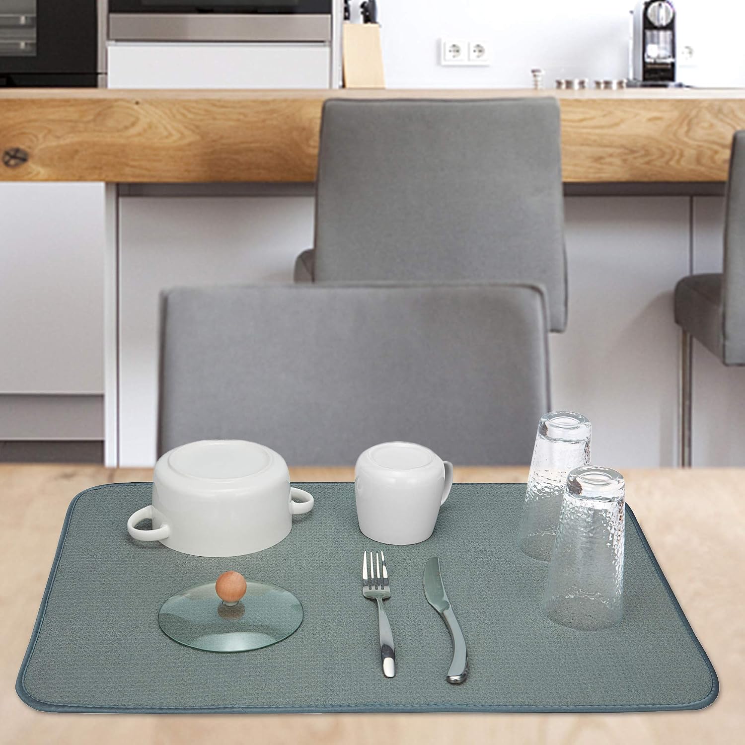 LHFLIVE Microfiber Dish Drying Mat For Kitchen 18 x 24 Inch Extra Large Gray