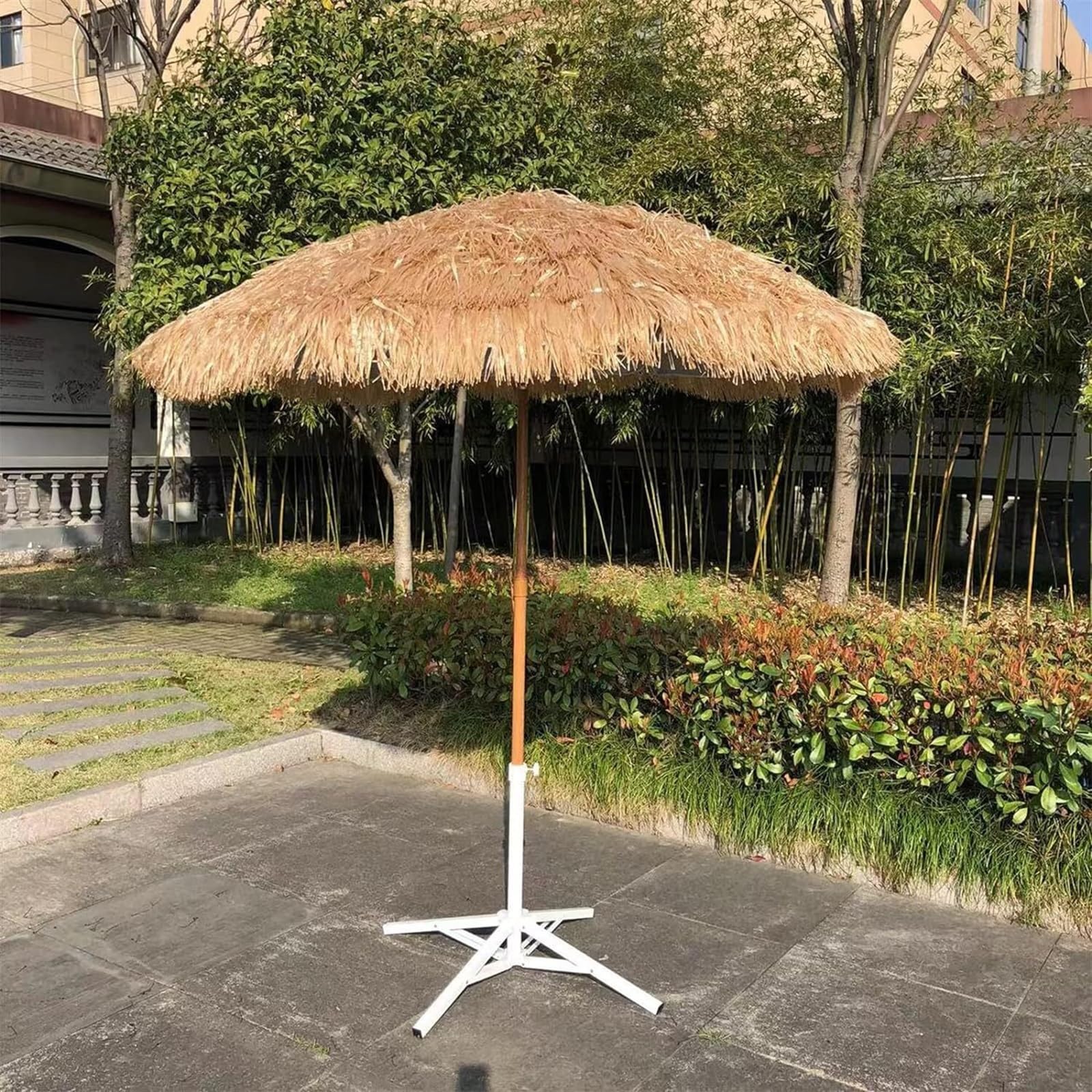 Parasol Tarasowy Ogród Patio Parasol Okrągły Ze Słomy Z Rafii Plaża Balkon Bez Podstawy Zewnątrz