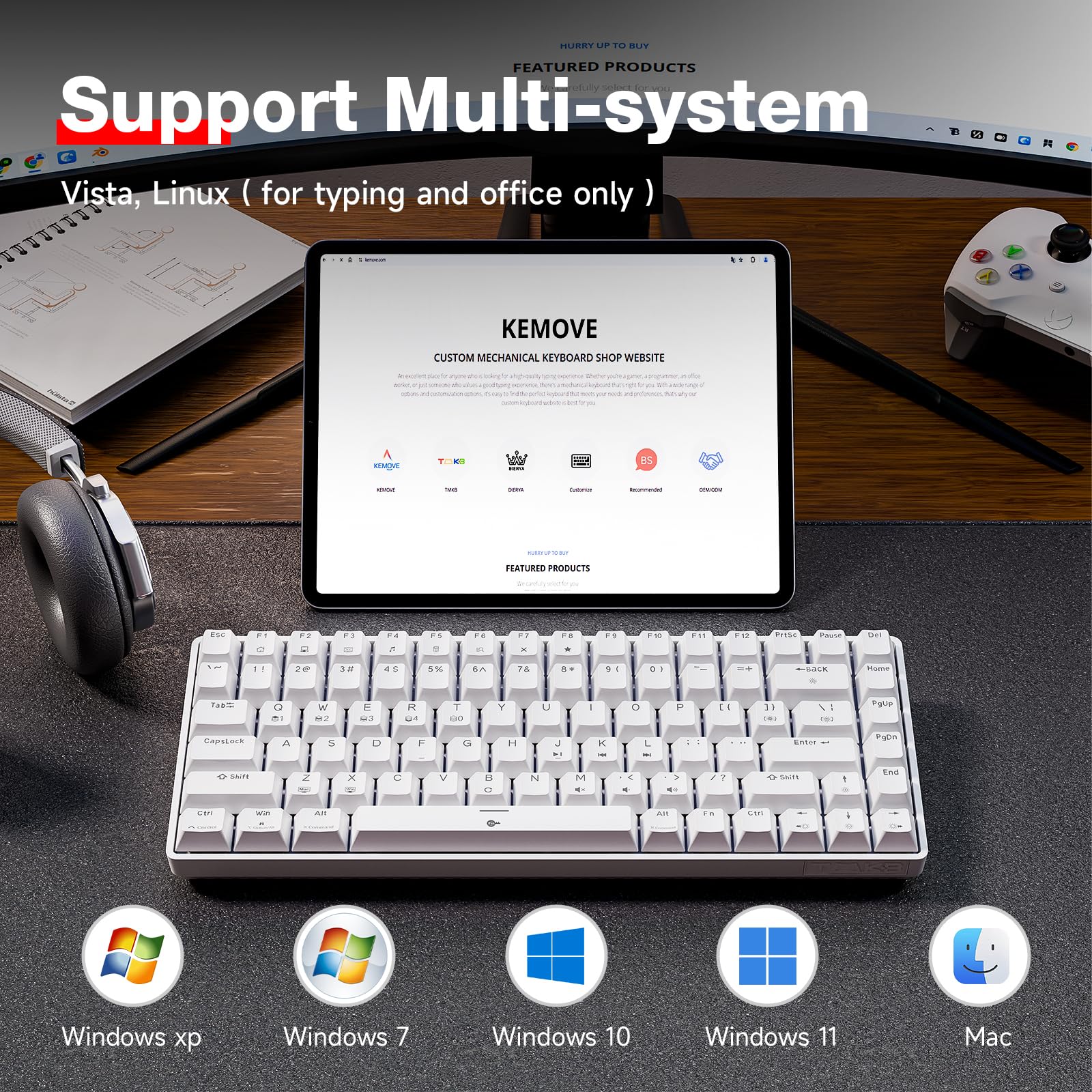 Teclado para jogos TMKB T84SE, teclado mecânico para jogos 75% com