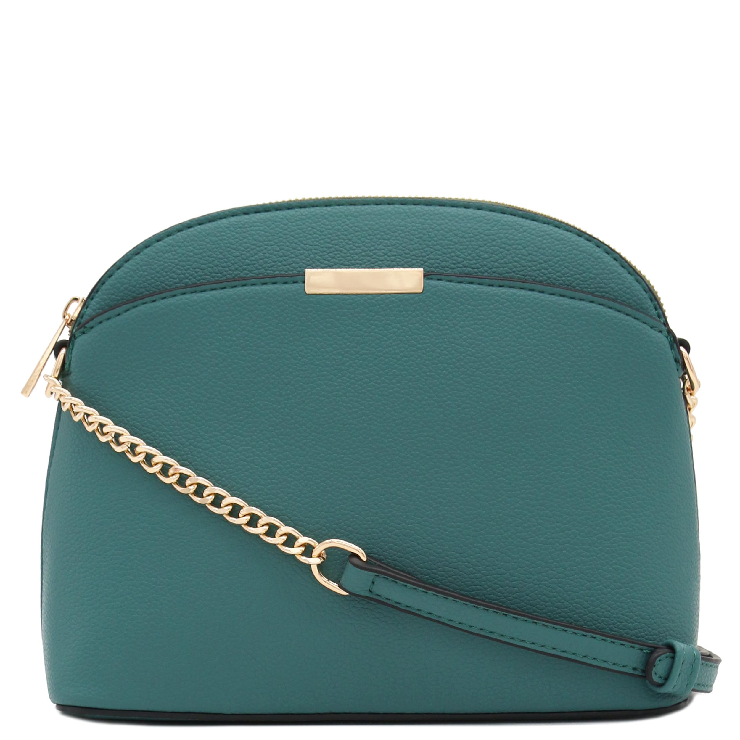 FashionPuzzle Faux Leather Small Dome Crossbody Bag with Chain Strap