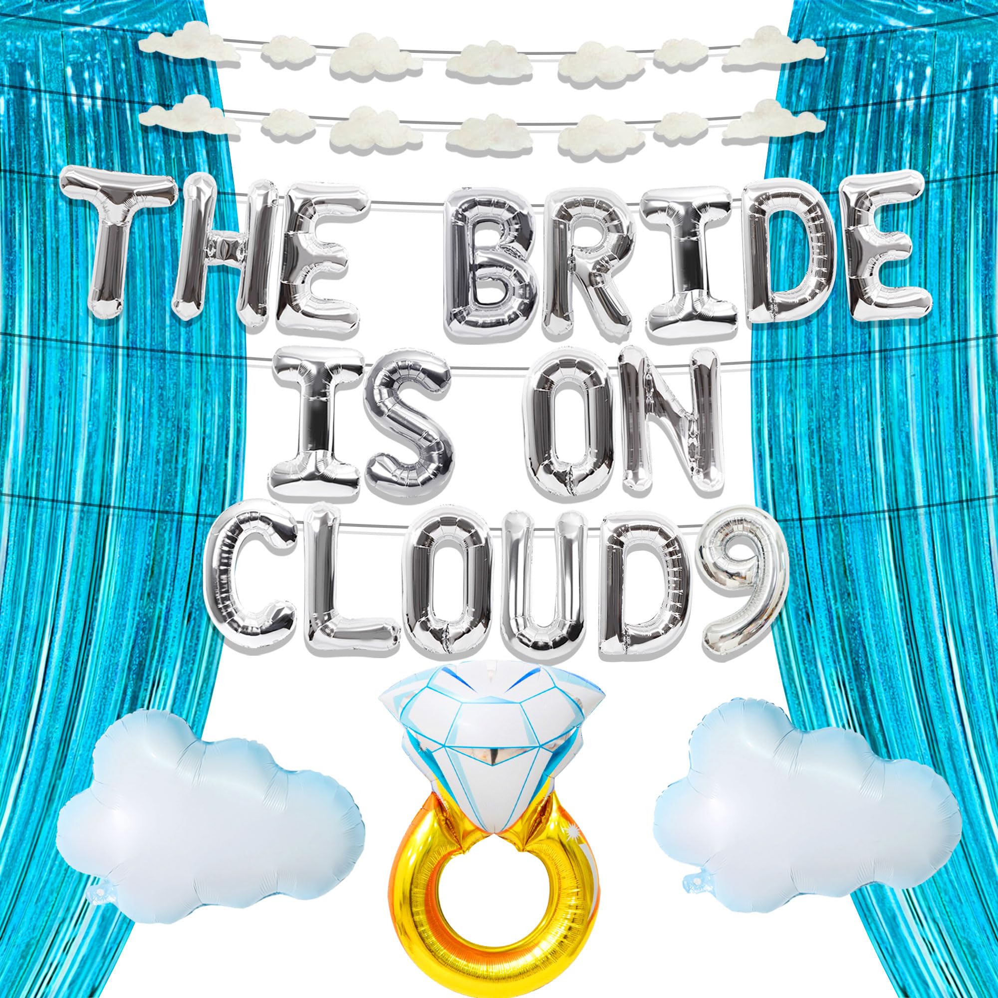 LaVenty Bride is on cloud 9 Balloons Bridal Shower Banner Decoration Backdrop The Bride Is On Cloud 9 Bachelorette Decoration