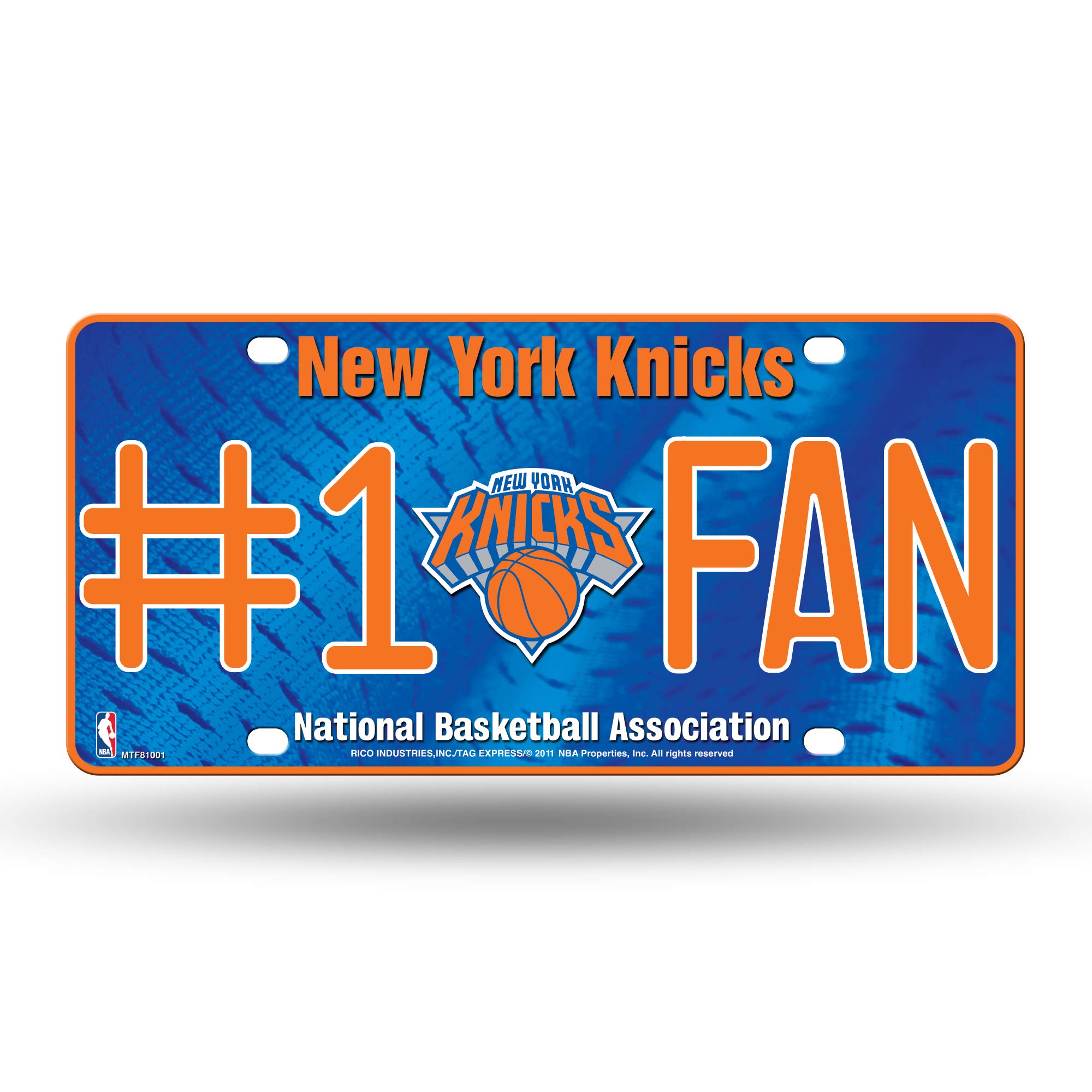 Rico Industries NBA New York Knicks #1 Fan Metal License Plate Tag, 6 x 11.5-inches