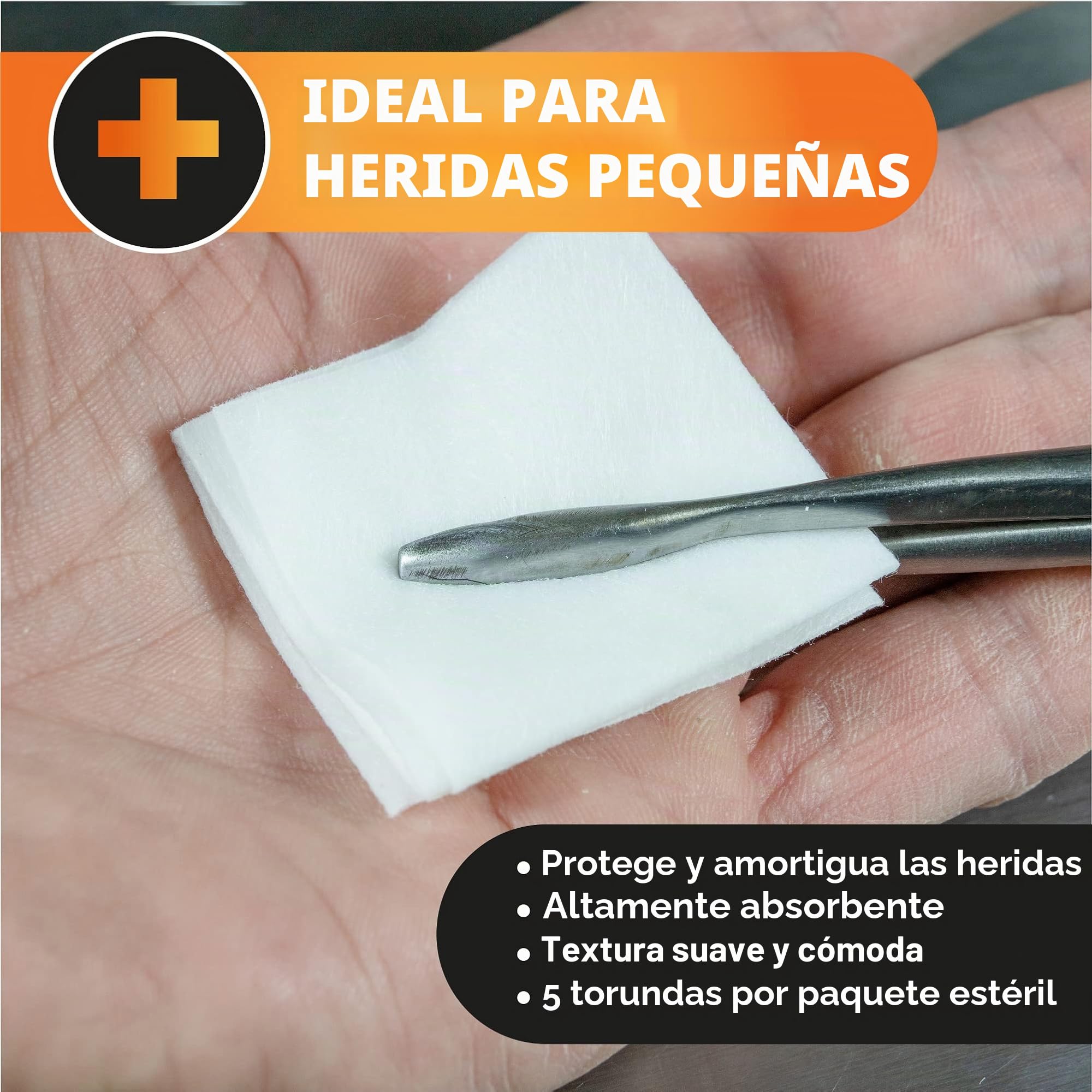 Gasas Estériles 5x5 cm, 100 Unidades (20 Sobres x 5), Envasadas Individualmente, Para Cuidado de Heridas y Primeros Auxilios
