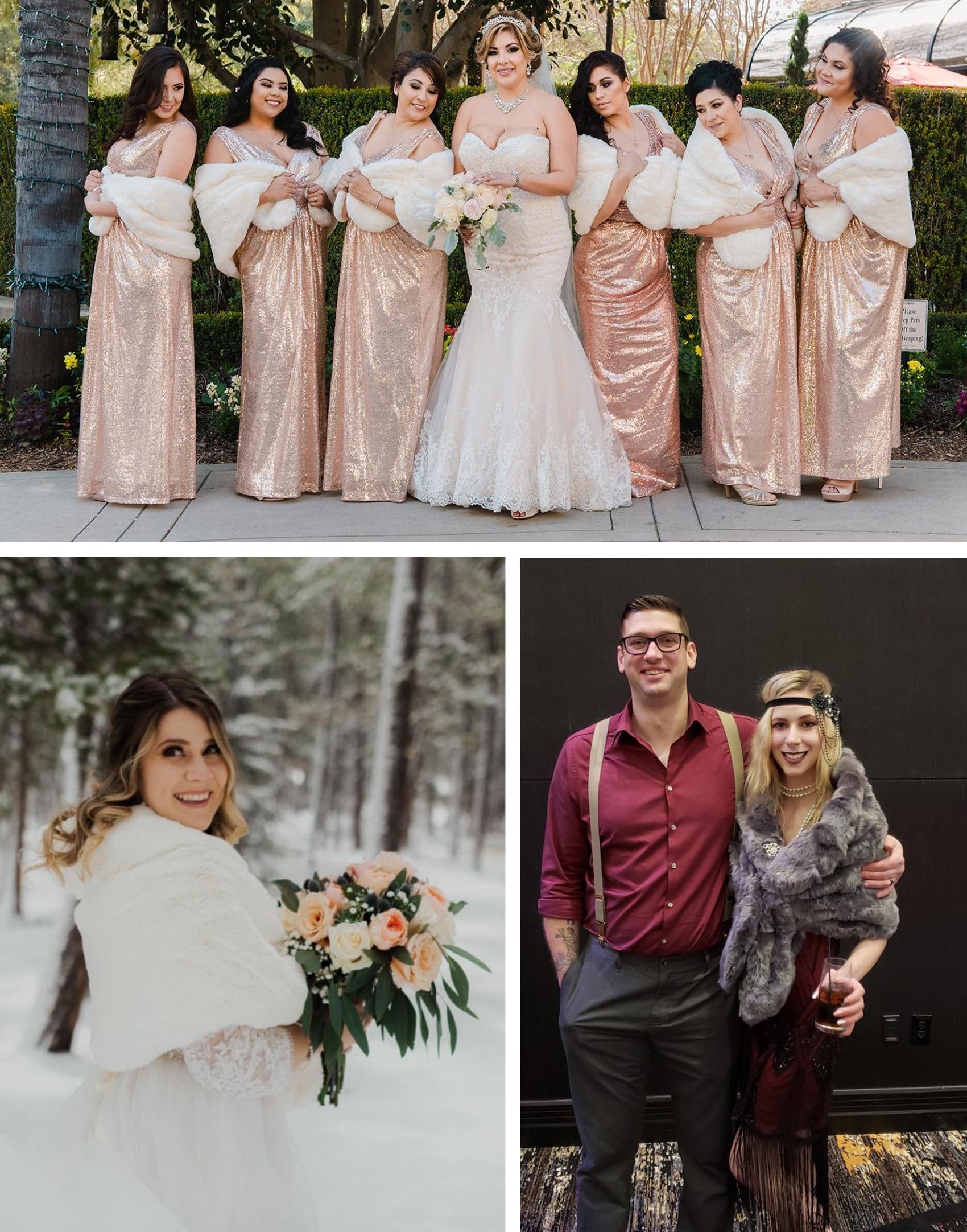 BEAUTELICATE Stola Coprispalle di Pelliccia Sintetica Donna Scialle Brolero Pelliccia Elegante da Sposa per Cerimonia Matrimonio Inverno Nozze Festa