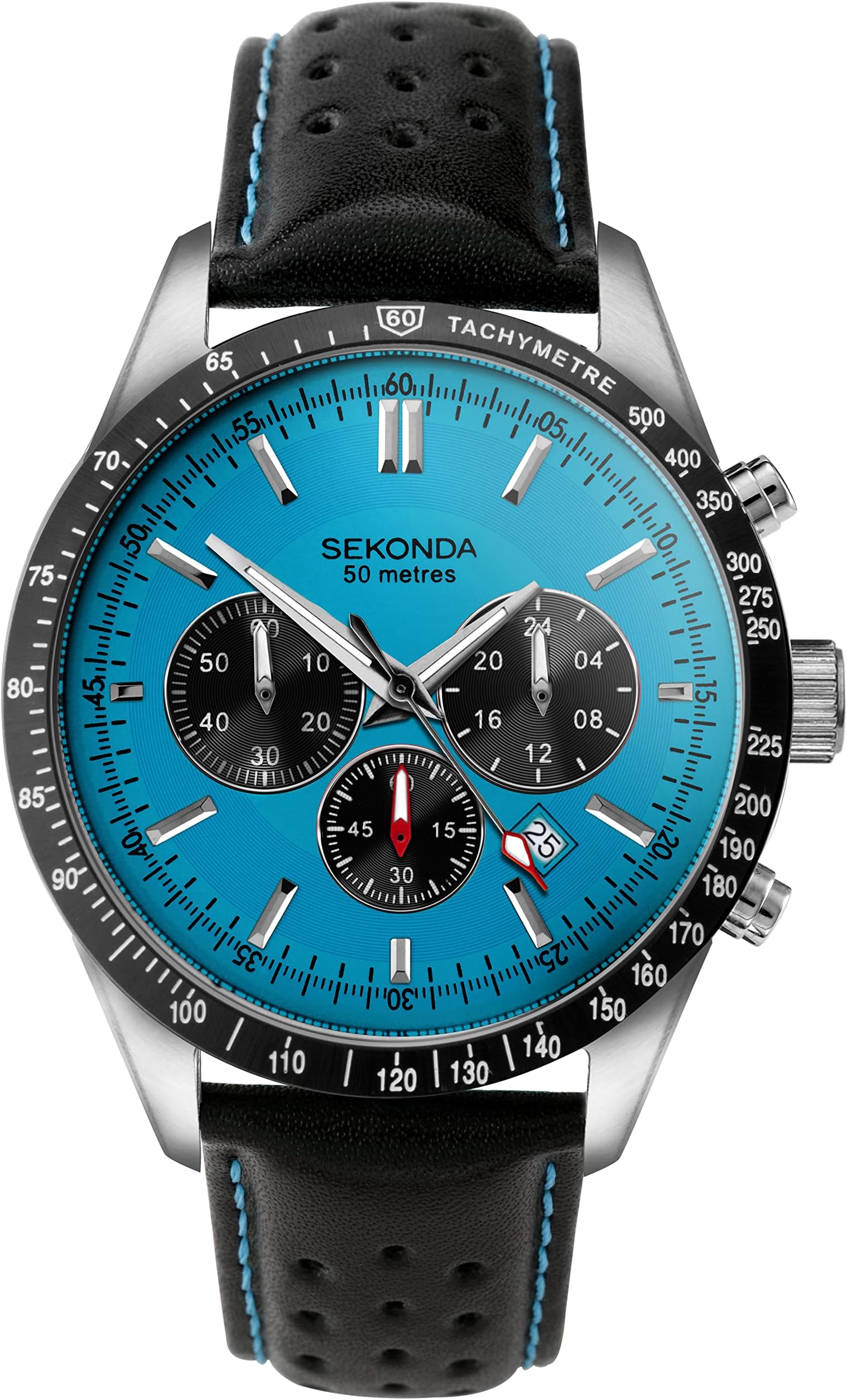 Sekonda Mens 45mm Velocity Chronograph Sports Watch Round Stainless Steel Case Water Resistant 50 metres