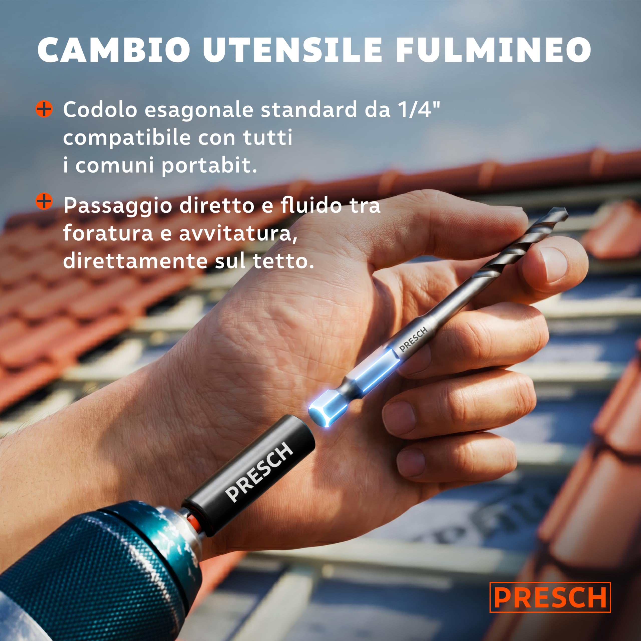 PRESCH Punte per Tegole 5mm (10 pz.) – Fori precisi in tegole dure - Punta con attacco esagonale in metallo duro – Punte per piastrelle estremamente robuste per ceramica, ardesia, granito e marmo