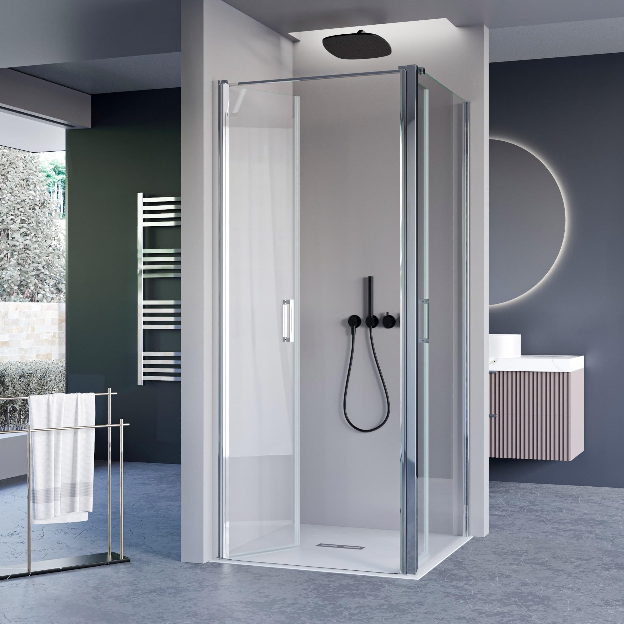 Box doccia due lati con porta saloon H195 6mm anticalcare Dobla - Misura 75