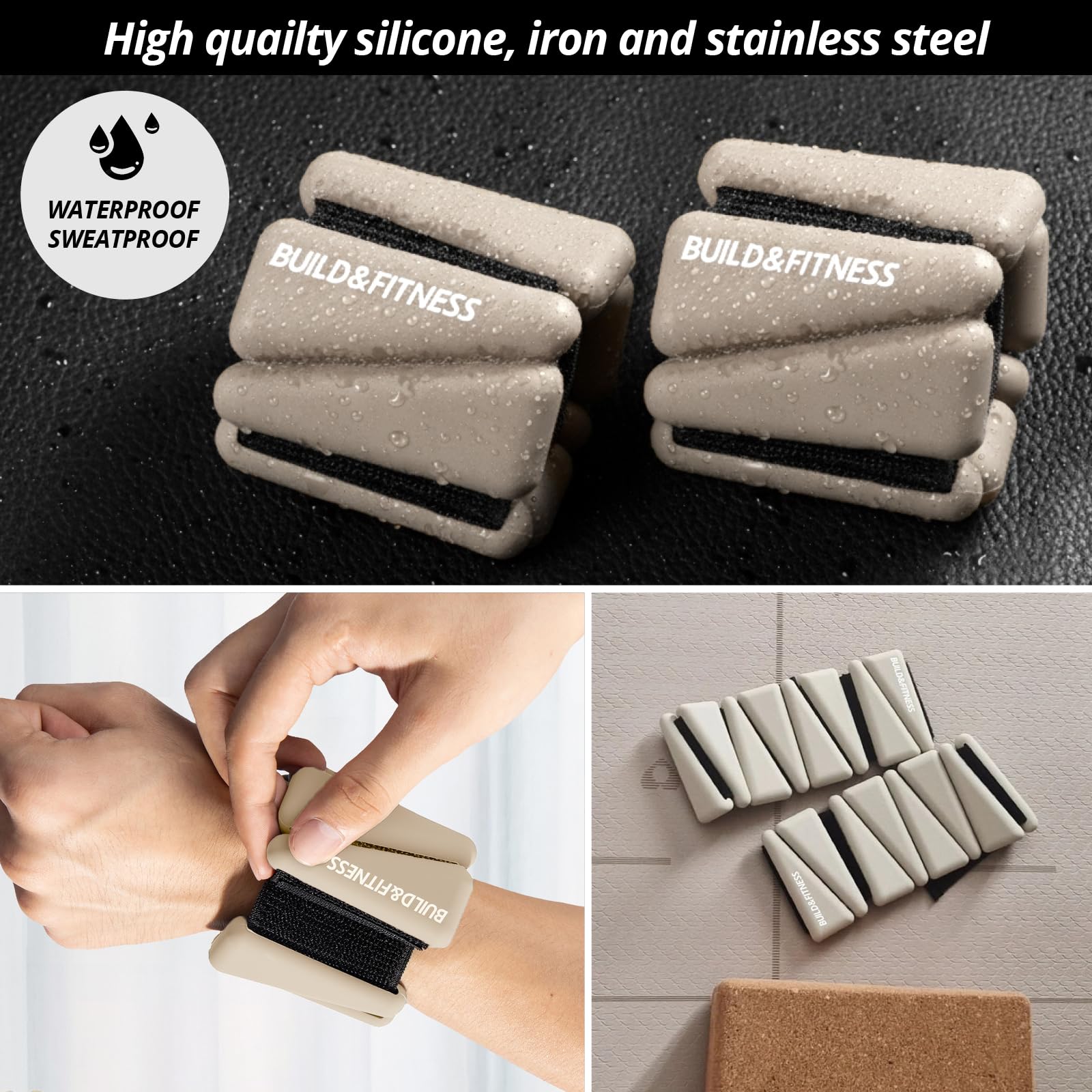 Poids réglables pour poignets et chevilles pour hommes et femmes, lot de 2 (1 lb et 2 lb chacune / 1 kg et 2 kg au total) Course à pied, jogging, yoga, pilates, aérobic, musculation